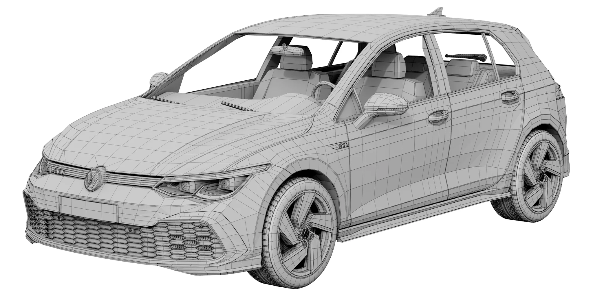 Volkswagen Golf 8 Gti, 3D model preview 12