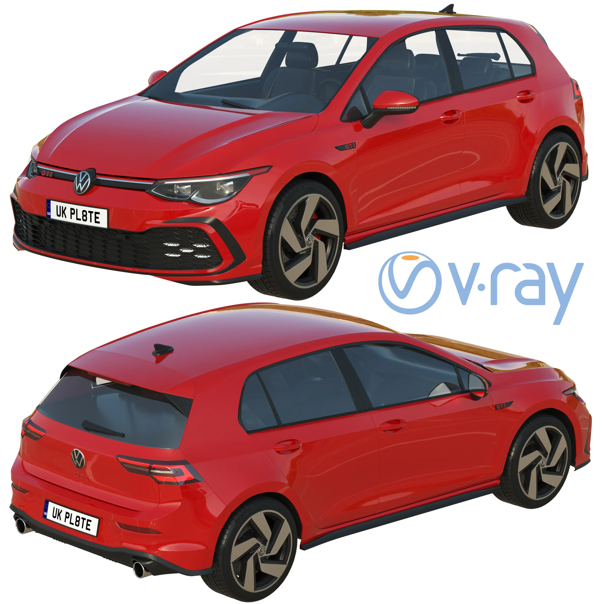 Volkswagen Golf 8 Gti, 3D model preview 14