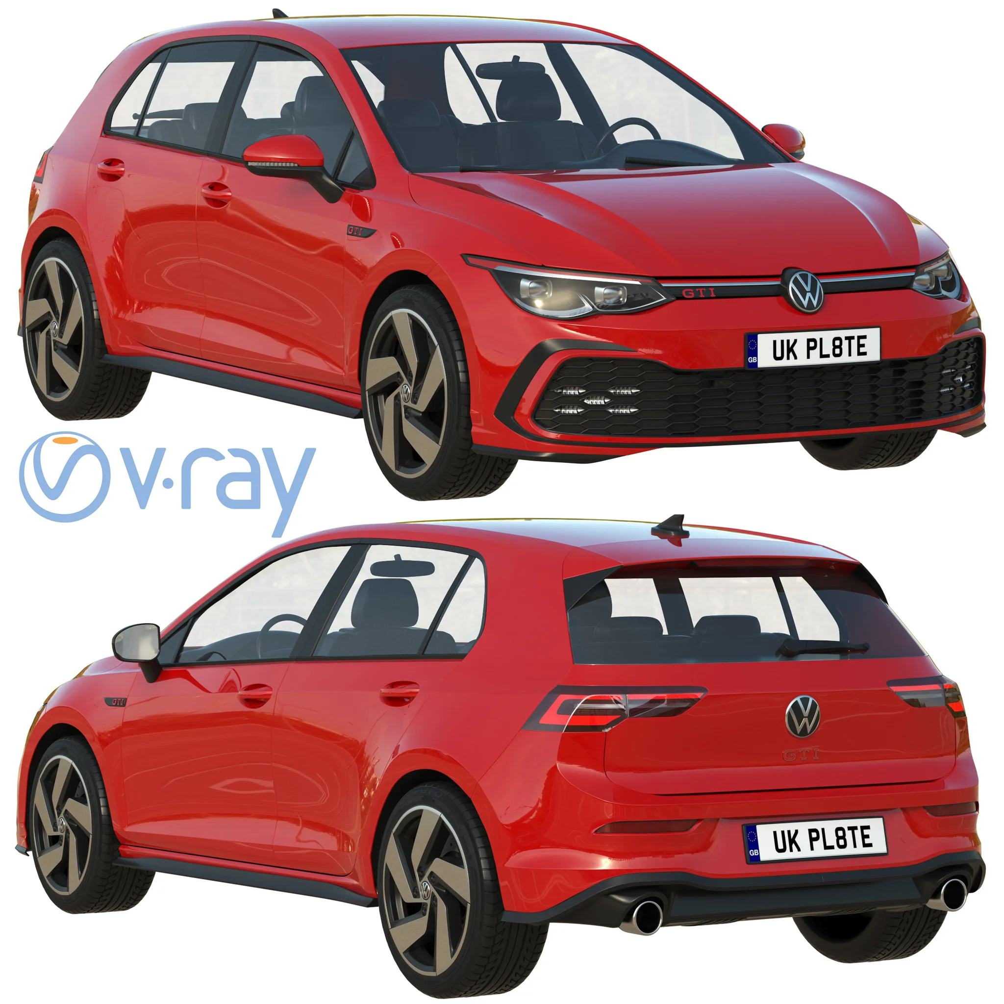 Volkswagen Golf 8 Gti, 3D model preview 20