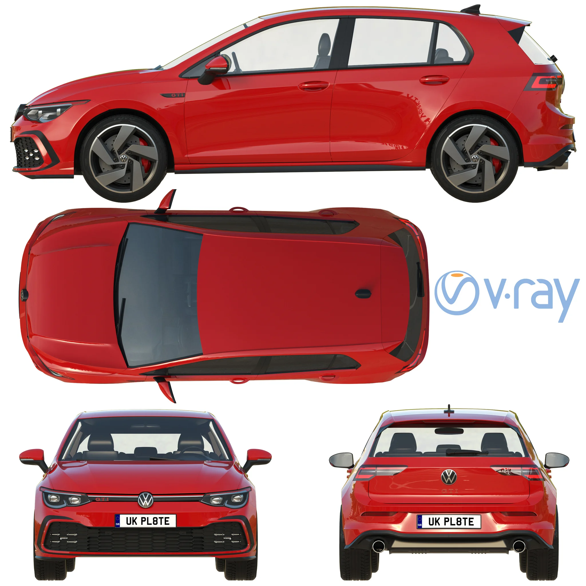 Volkswagen Golf 8 Gti, 3D model preview 29