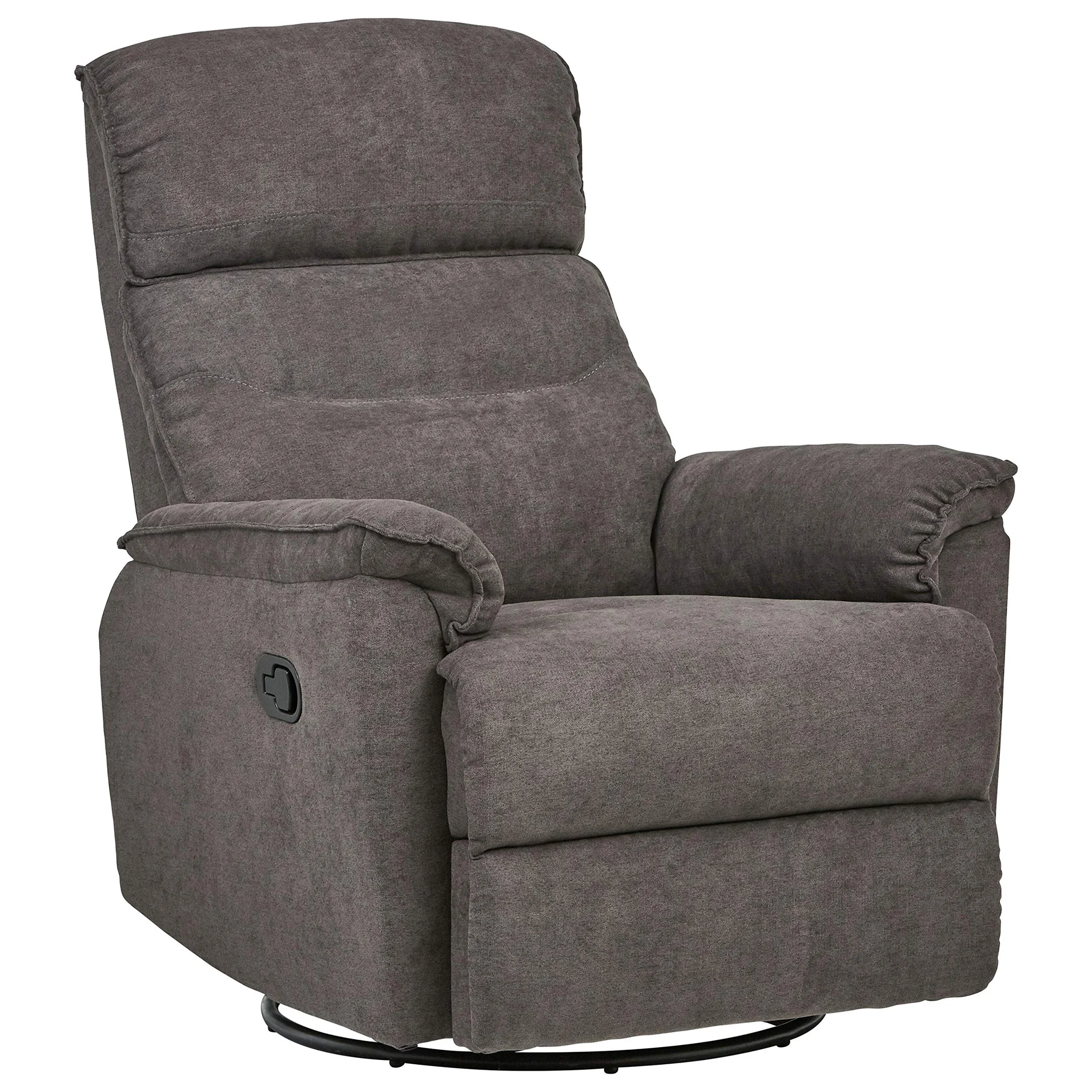 Grey Fabric Swivel Recliner Chair with Pull Handle