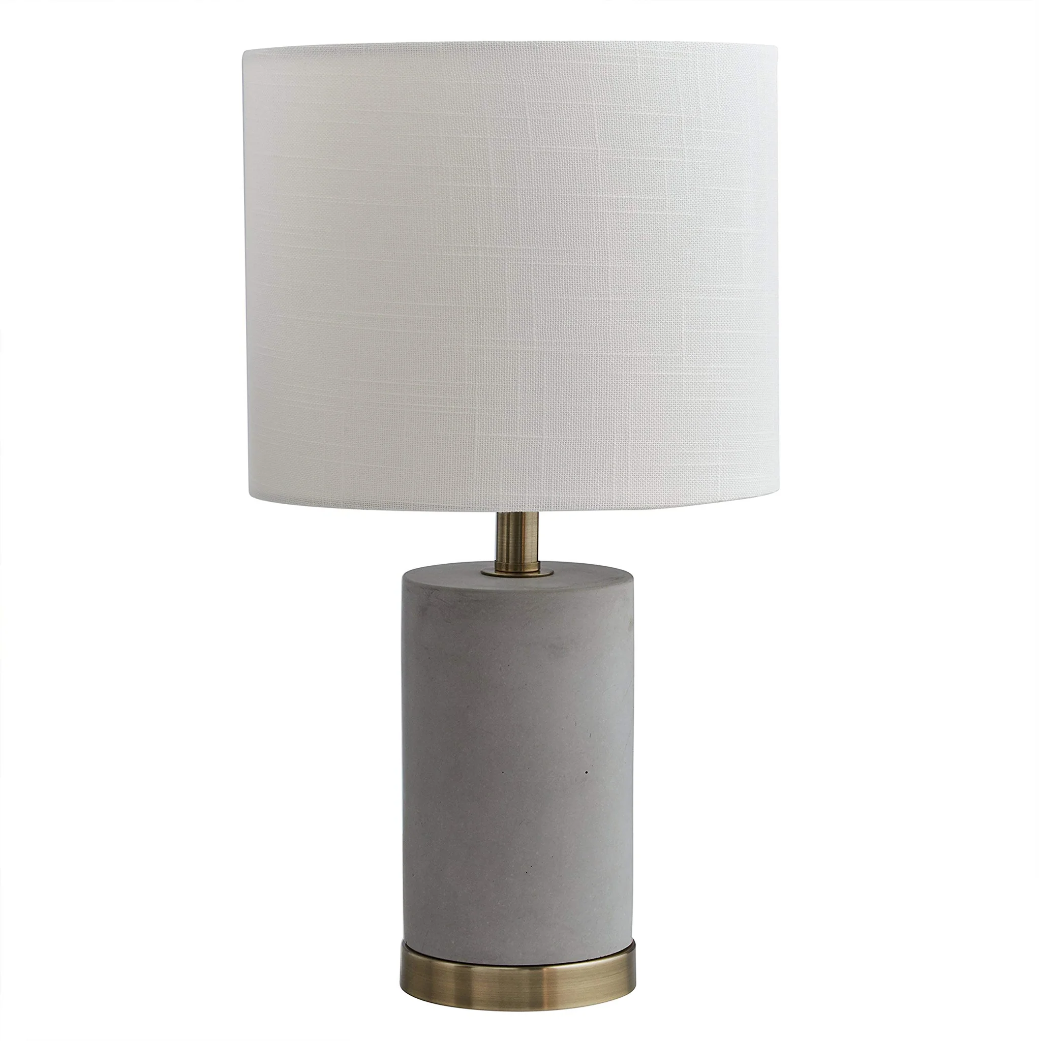 Modern Concrete Table Lamp with Brass Base and Linen Shade
