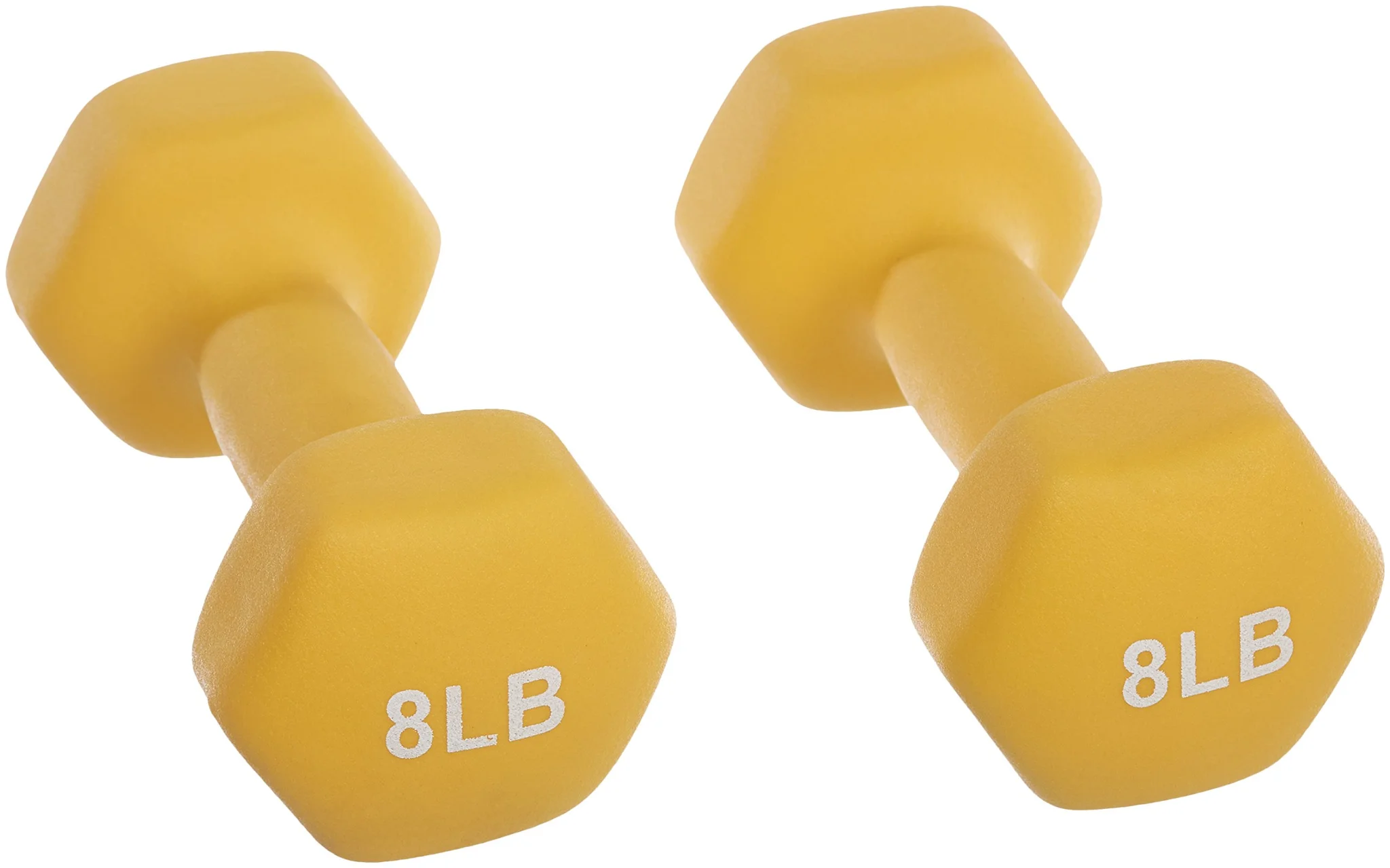 Yellow Neoprene Hex Dumbbell Set 8LB Pair