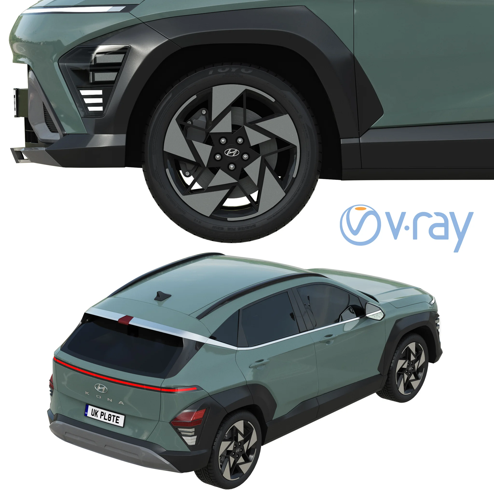 Hyundai Kona 2024, 3D model preview 4