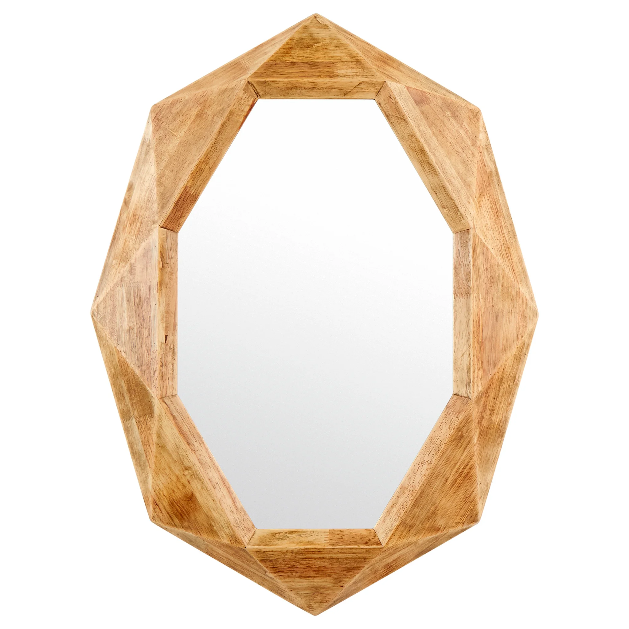 Geometric Octagonal Wood Frame Wall Mirror