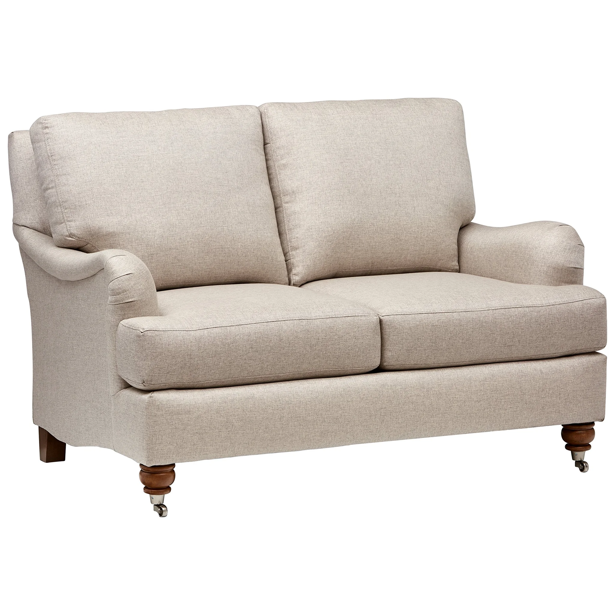 Classic English Roll Arm Loveseat with Caster Legs