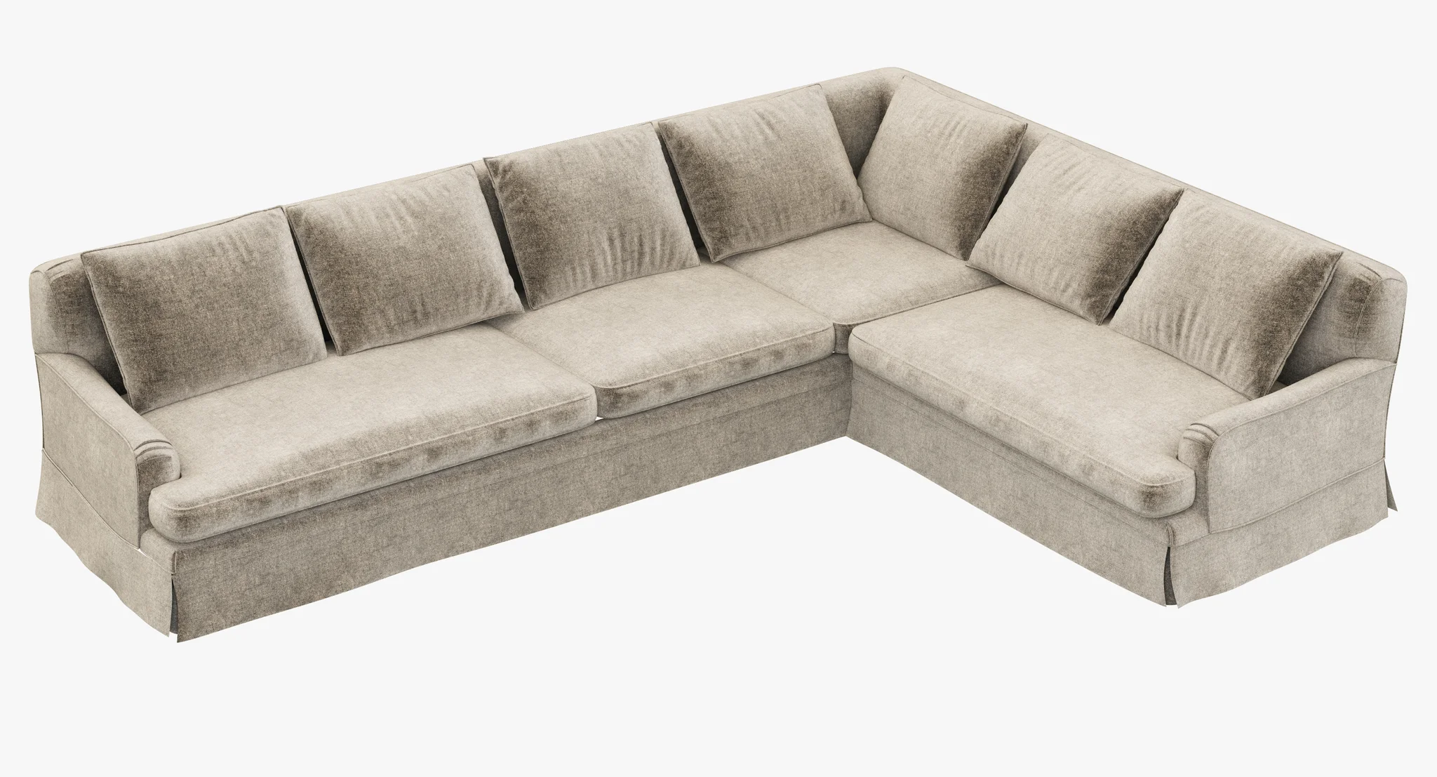 Restoration Hardware Belgian Classic Roll Arm Slipcovered Right Arm L Sectional — 3D model preview 1