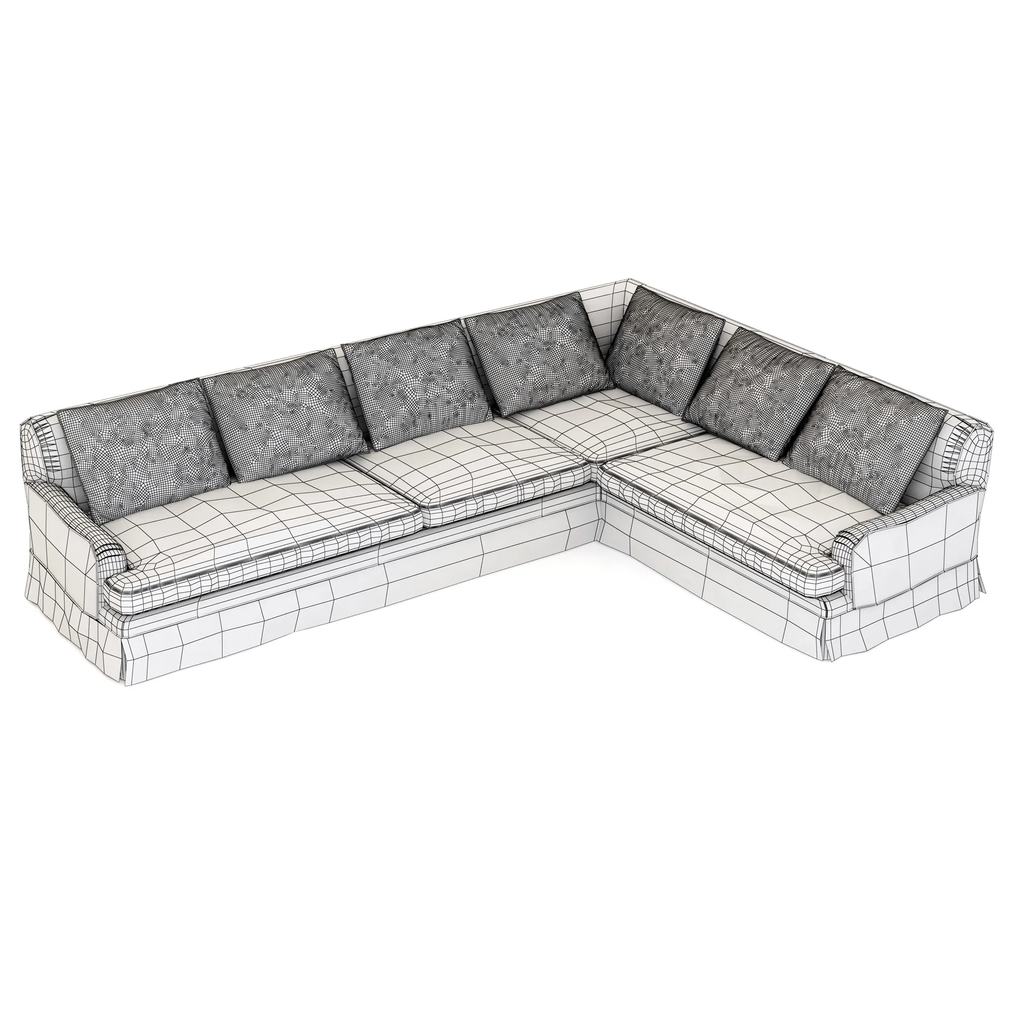 Restoration Hardware Belgian Classic Roll Arm Slipcovered Right Arm L Sectional — 3D model preview 10