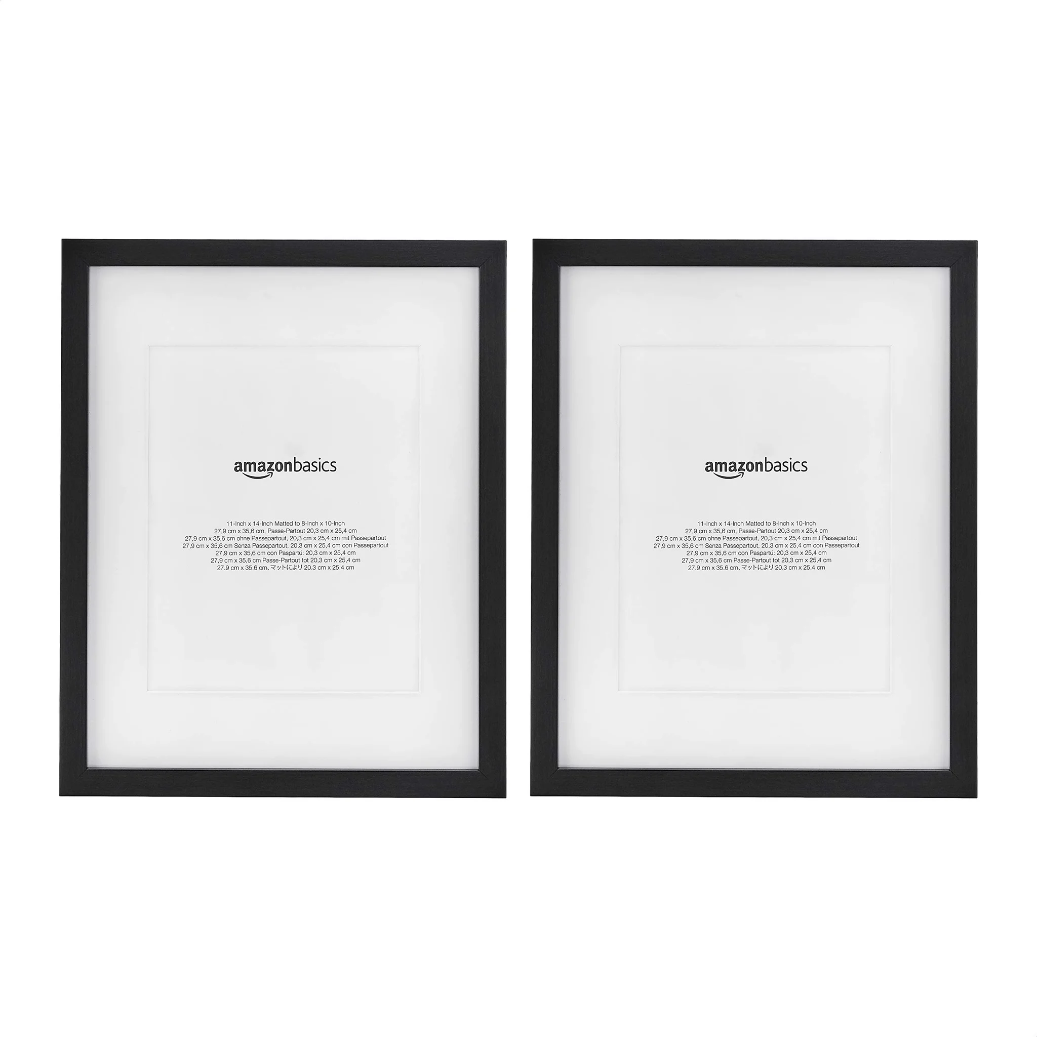 Black Photo Picture Frame 11x14 with Mat — Classic Wall & Tabletop Display