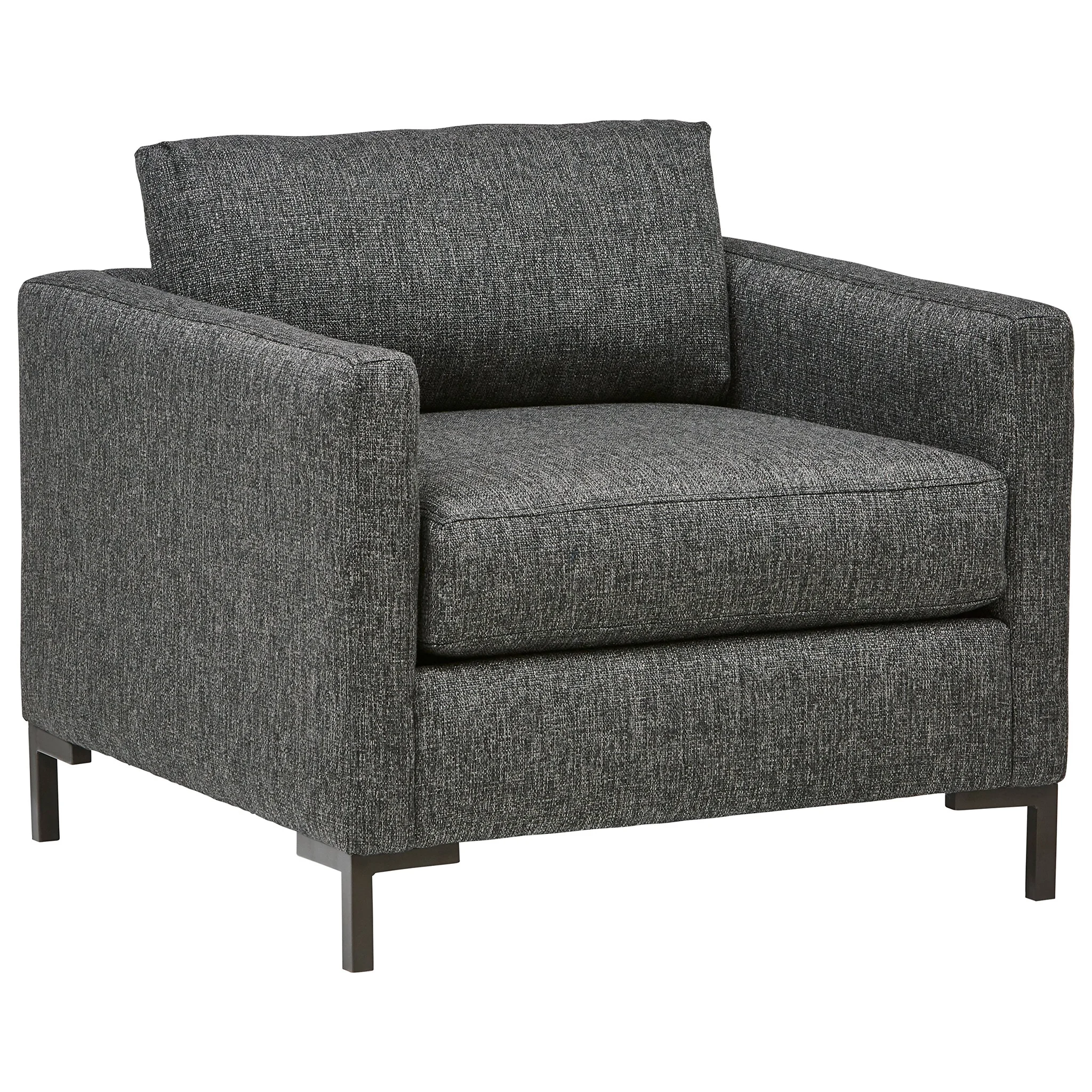 Modern Charcoal Grey Upholstered Accent Chair with Metal Legs