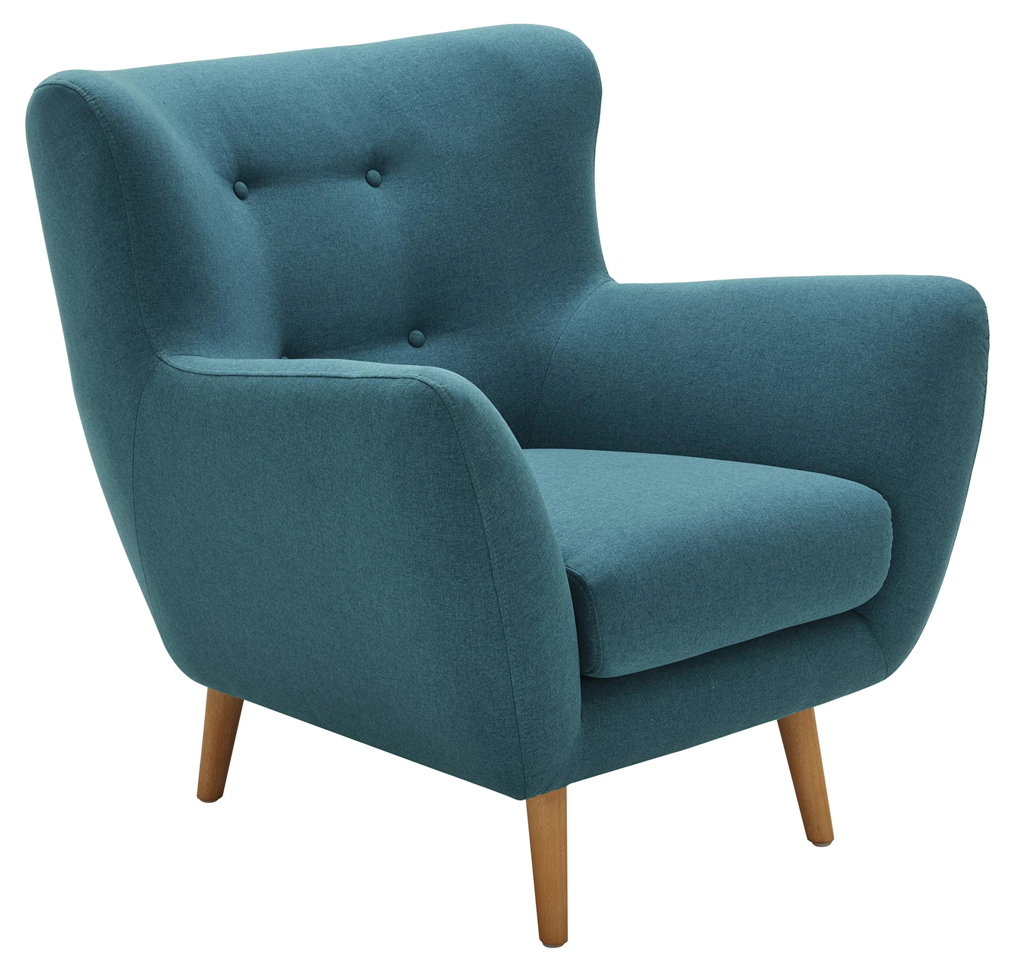 Amazon Brand – Rivet Isabelle Mid-Century Modern Living Room Chair with Tapered Wood Legs, 35"W, Aqua