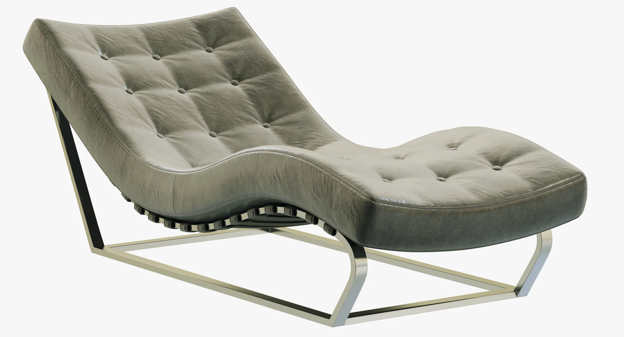 RH Modern Heath Box Leather Chaise — 3D model preview 1