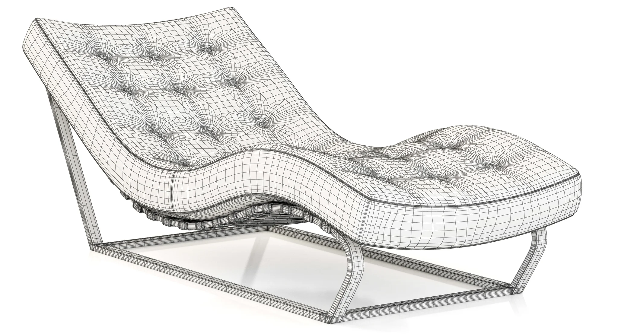 RH Modern Heath Box Leather Chaise — 3D model preview 3