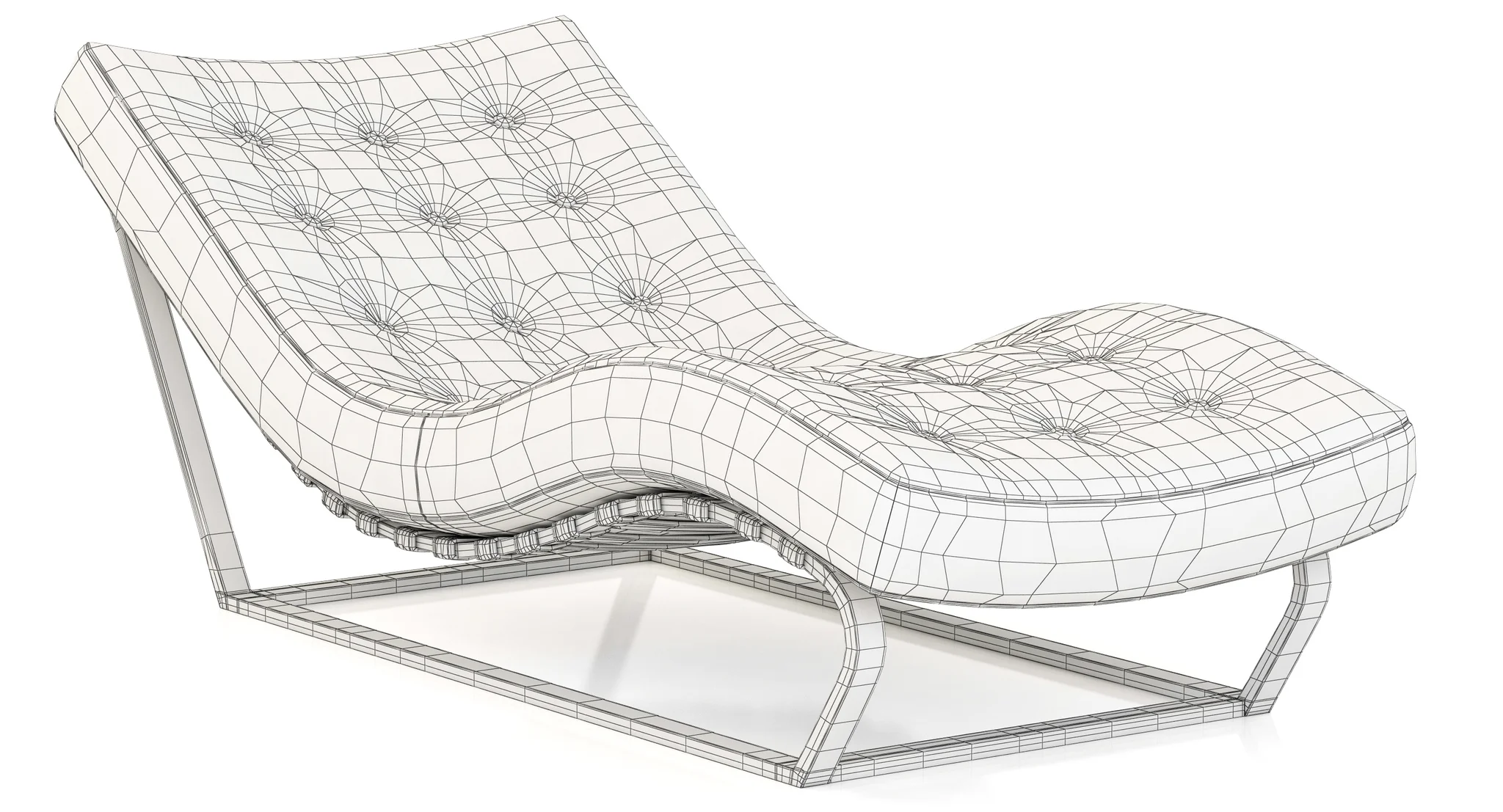 RH Modern Heath Box Leather Chaise — 3D model preview 4