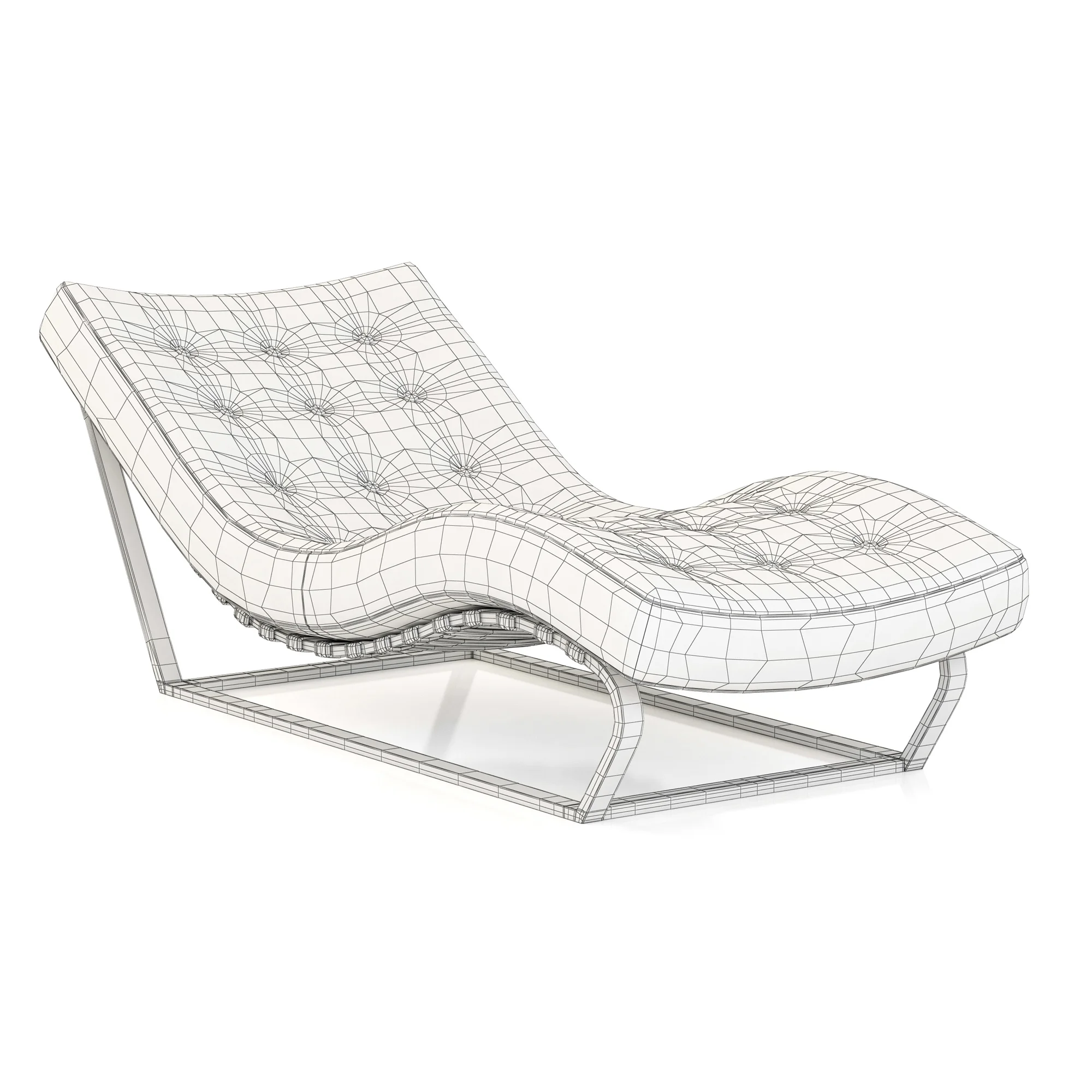 RH Modern Heath Box Leather Chaise — 3D model preview 5