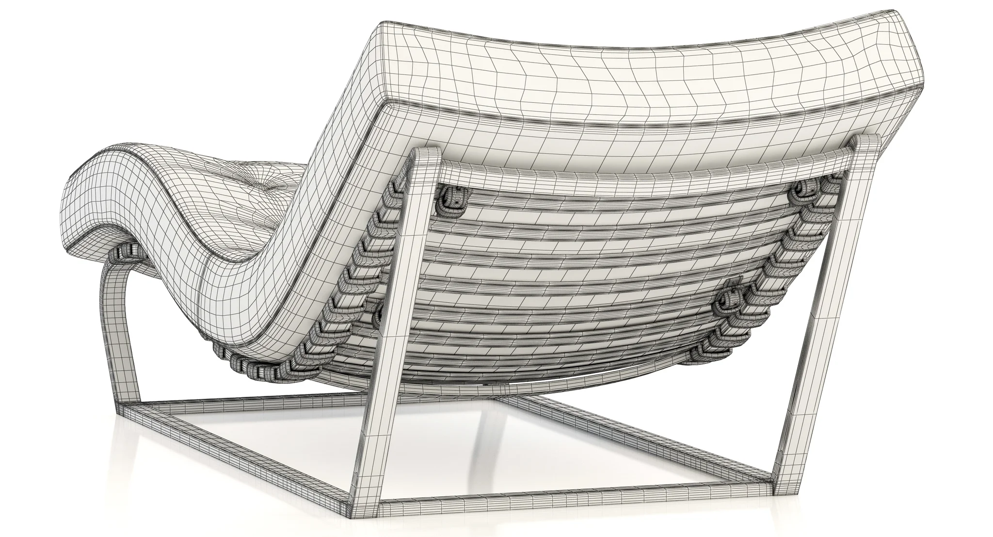 RH Modern Heath Box Leather Chaise — 3D model preview 9