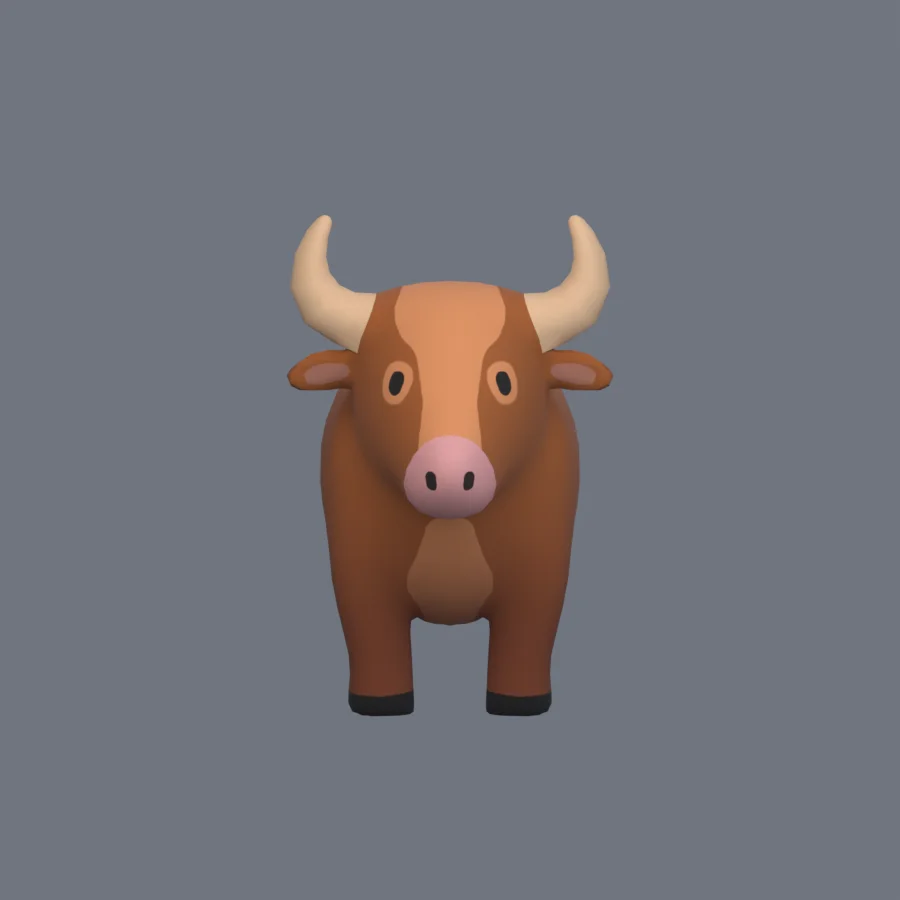 Stylized Animal Bull, 3D model preview 1