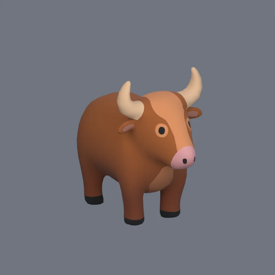 Stylized Animal Bull, 3D model preview 2