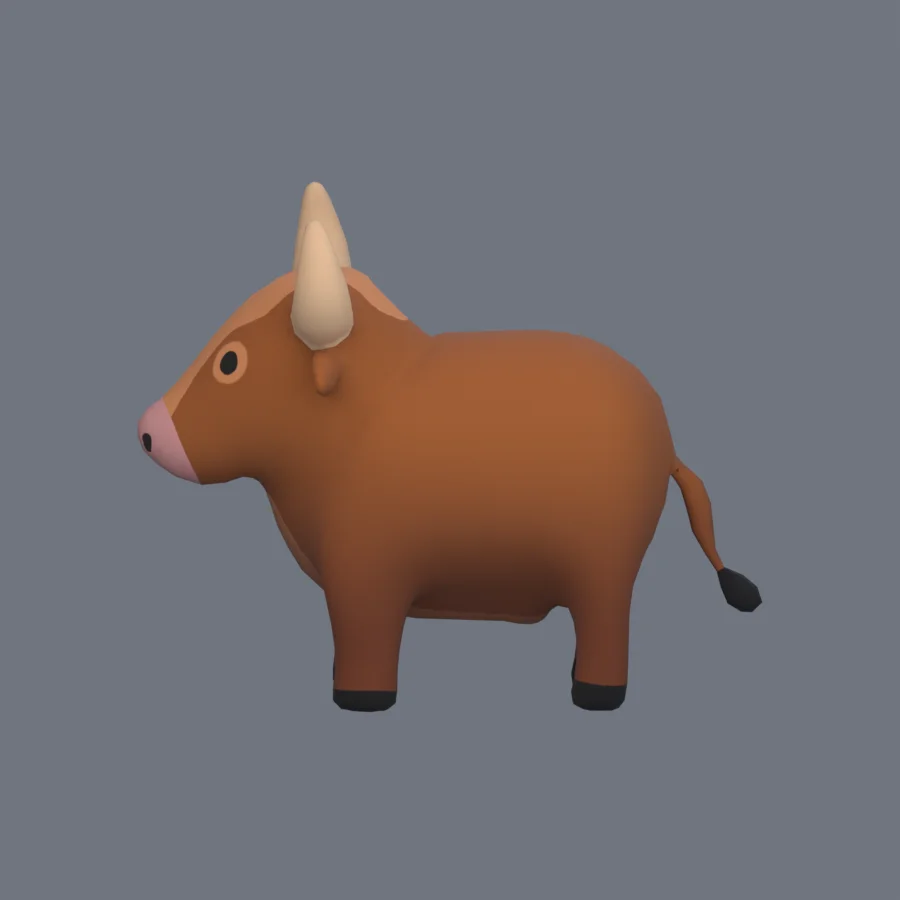 Stylized Animal Bull, 3D model preview 3