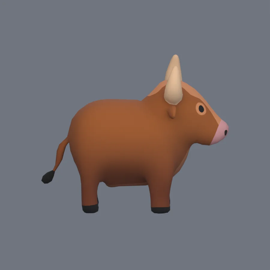 Stylized Animal Bull, 3D model preview 5