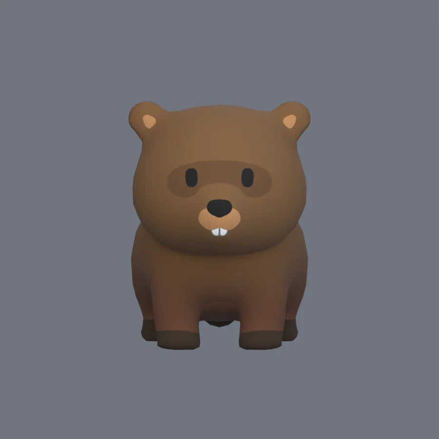 Stylized Animal Beaver, 3D model preview 1