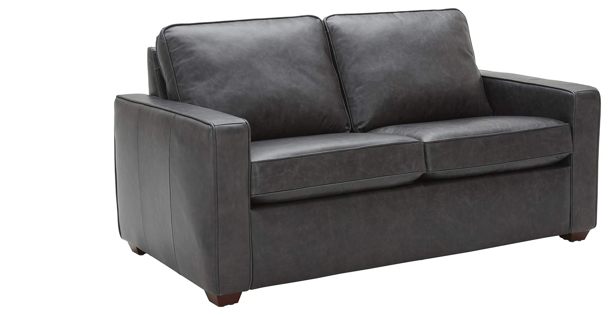 Contemporary Black Leather Loveseat Sofa with Removable Cushions