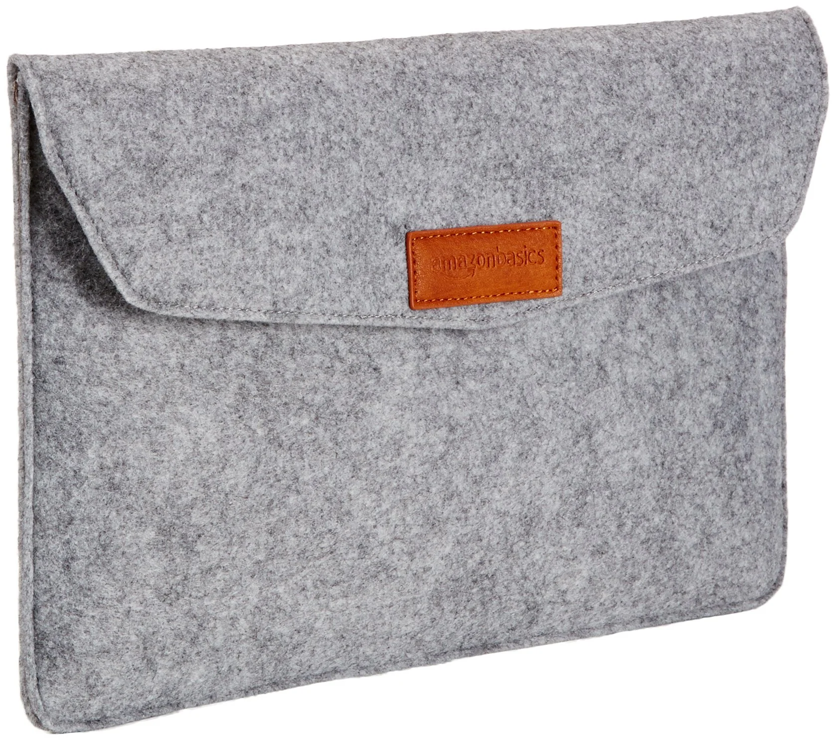 Felt Laptop Sleeve with Leather Patch - Light Grey