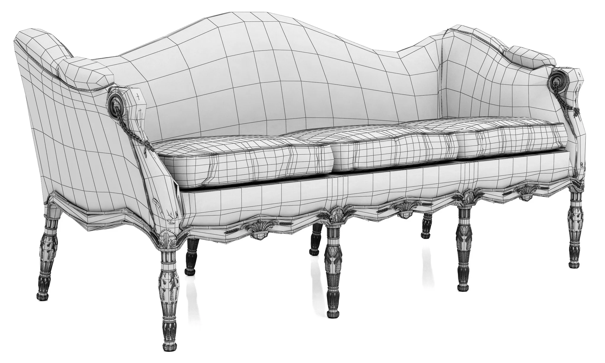 George III Settee — 3D model preview 9