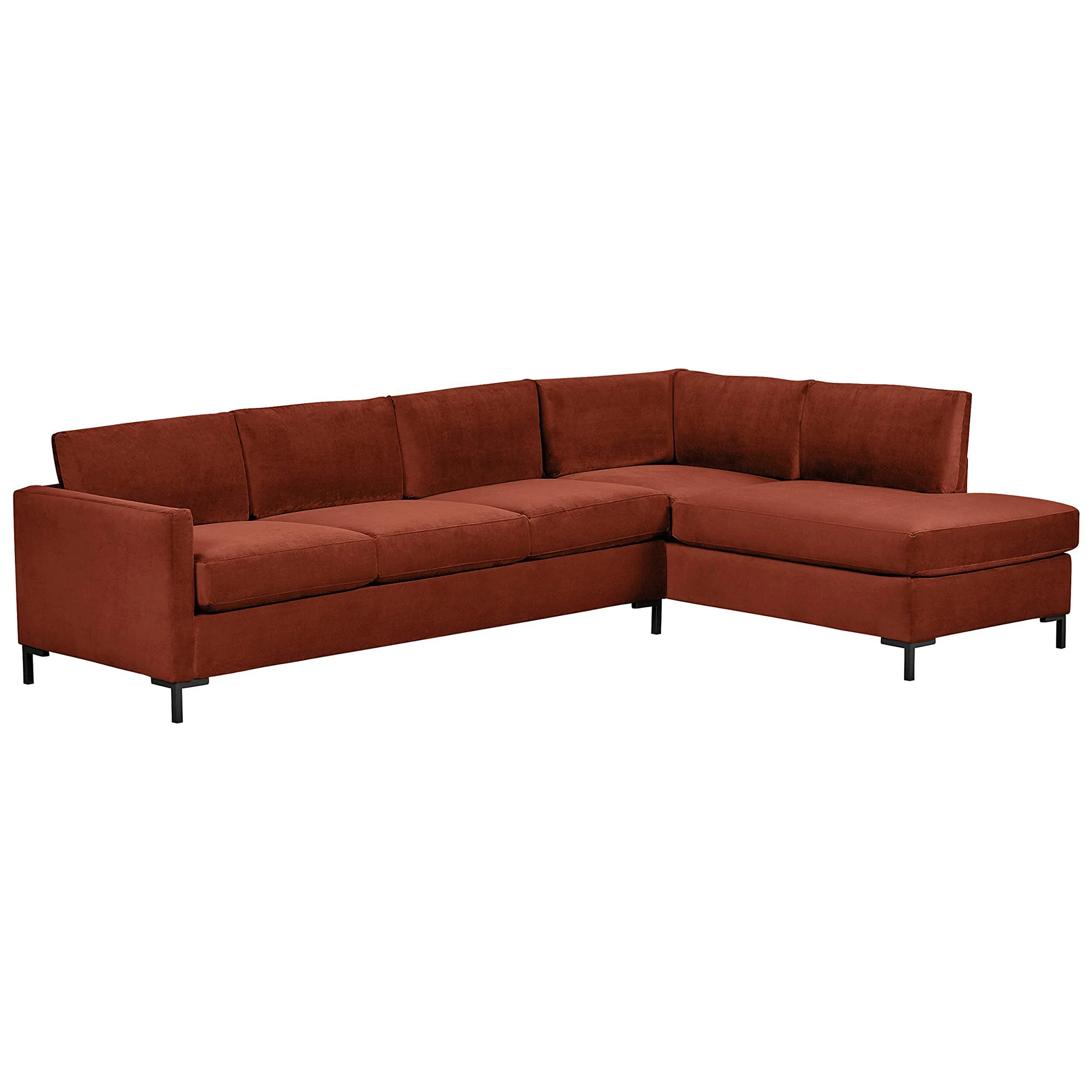 Modern L-Shaped Sectional Sofa with Chaise – Rouge Red Velvet