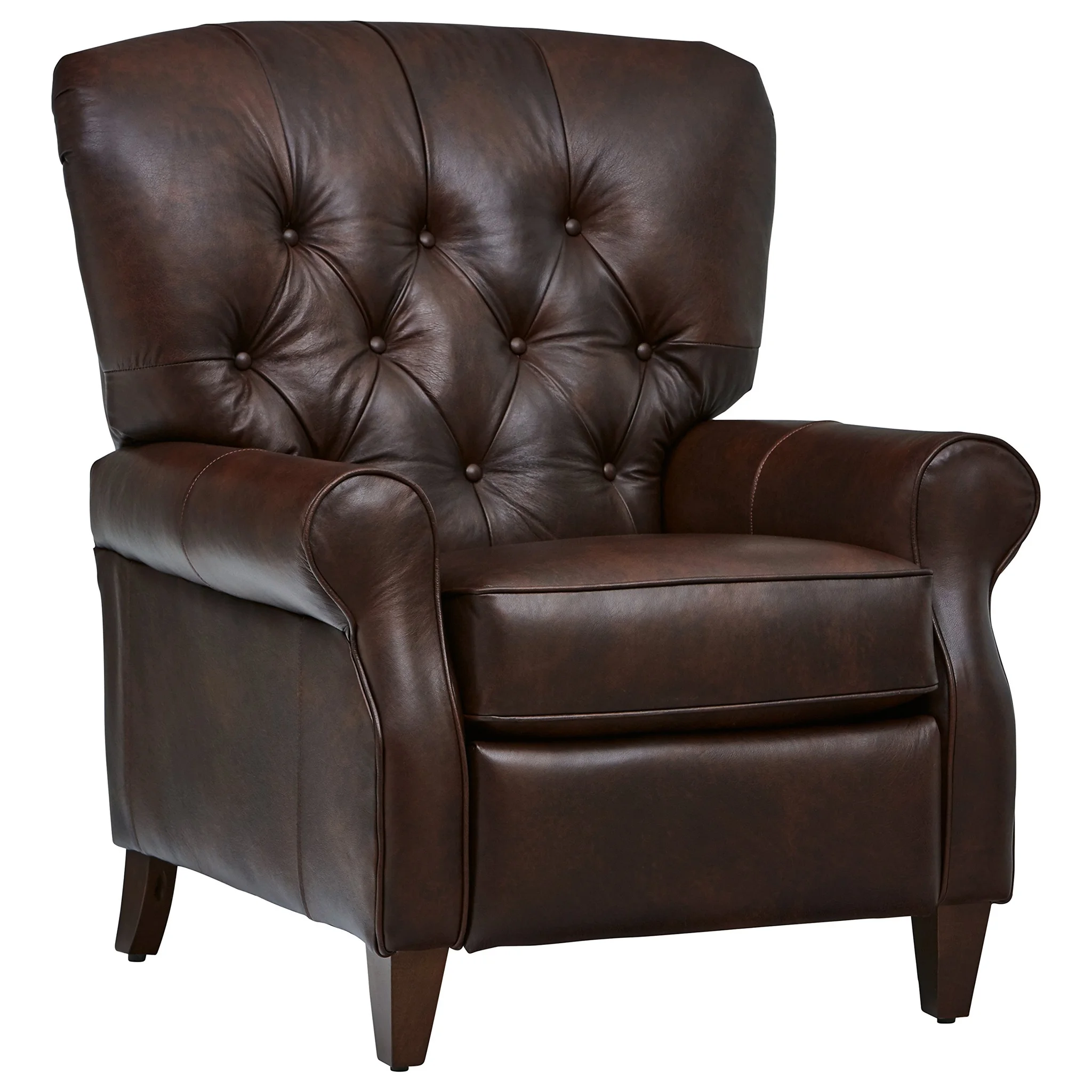 Tufted Leather Recliner Armchair – Classic Brown Wingback