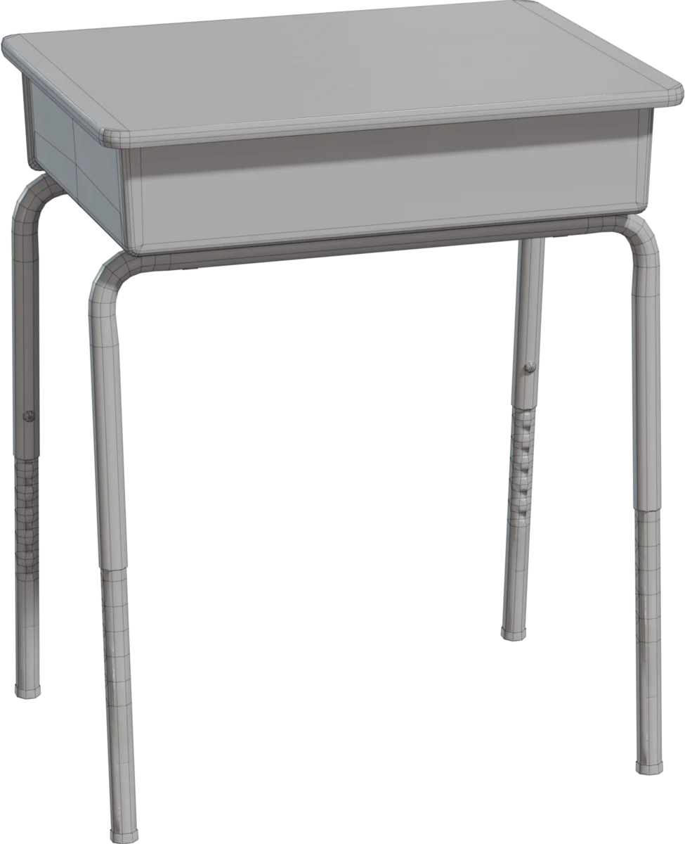 Student School Desk with Open Storage Compartment, 3D model preview 1