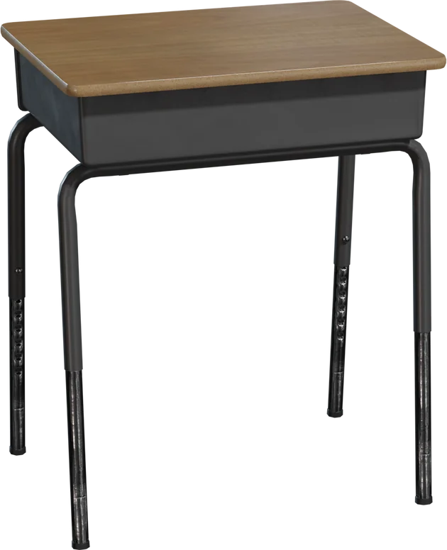 Student School Desk with Open Storage Compartment, 3D model preview 5
