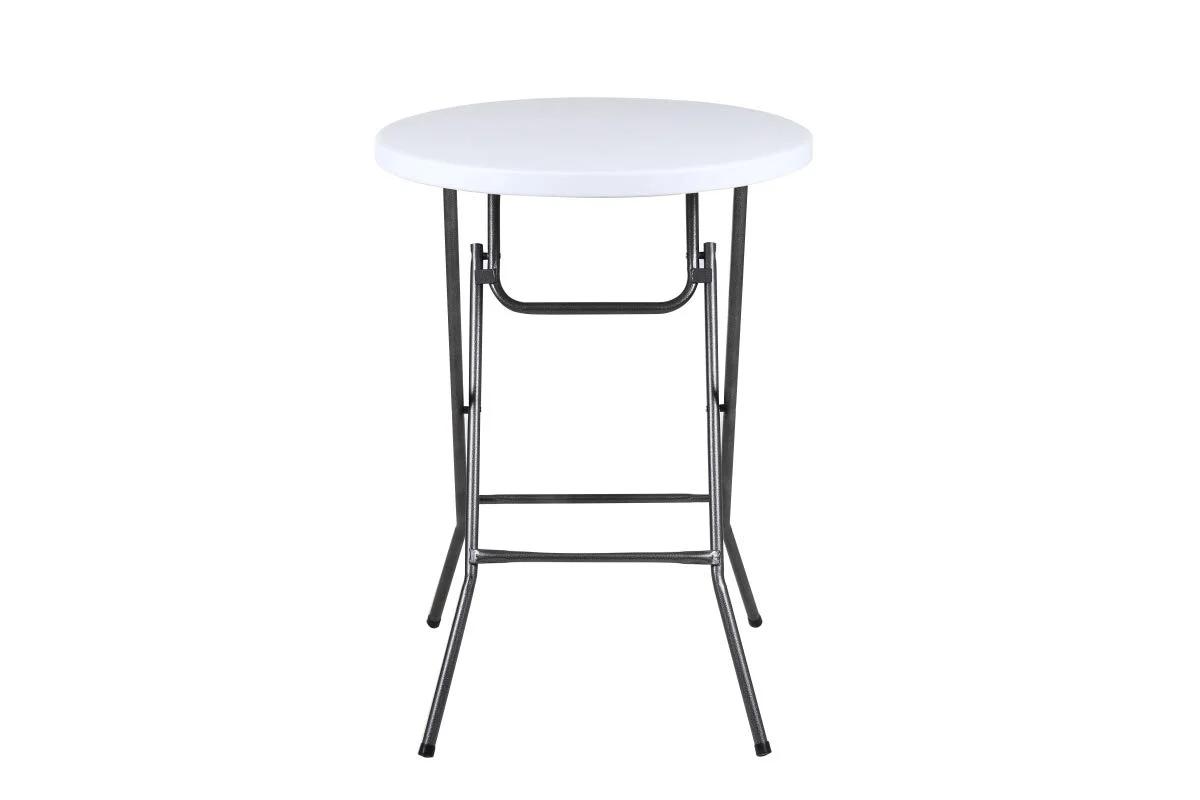 Round White Plastic Bar Height Folding Table