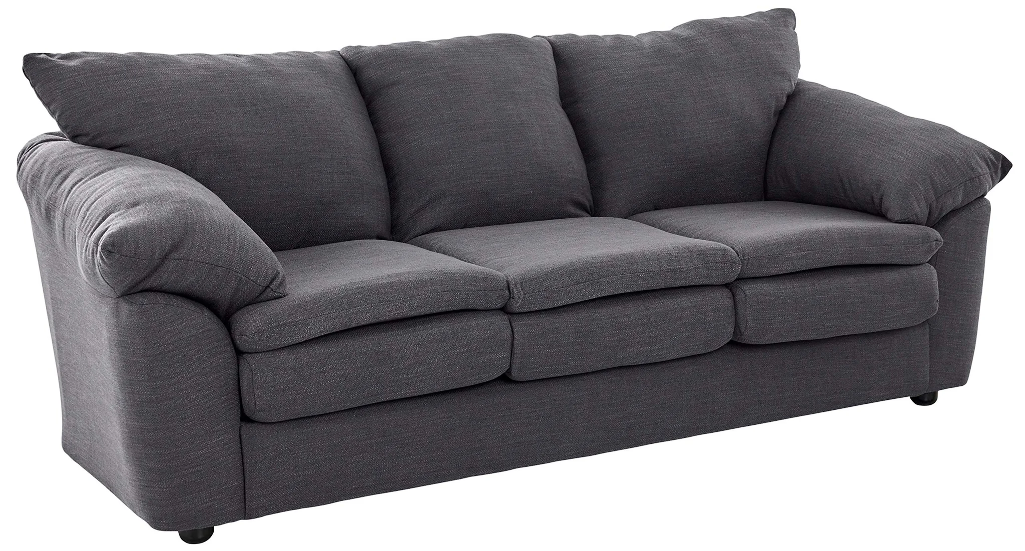 Oversized Pillow-Back Fabric Sofa – Dark Slate Grey Three-Seater