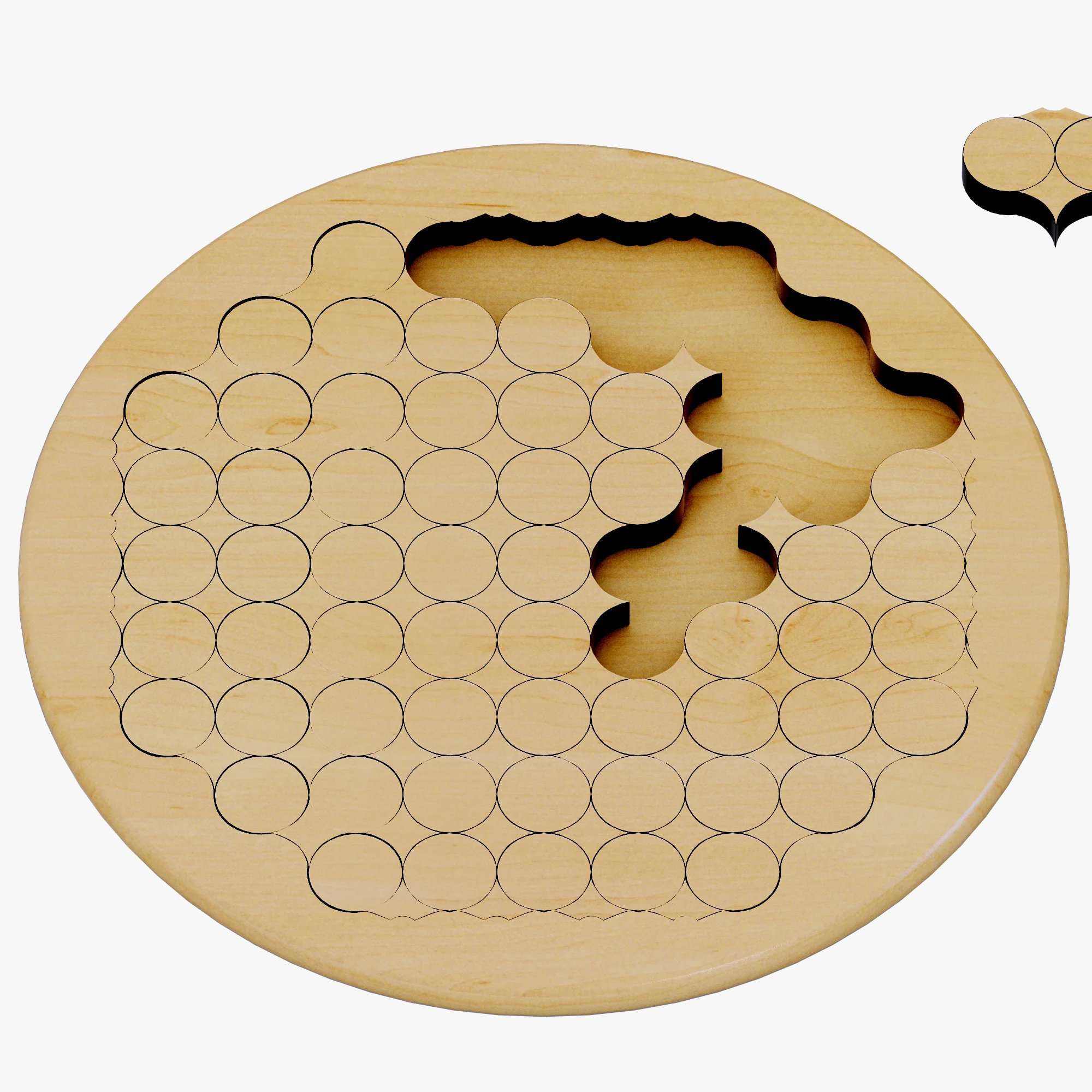 Wooden Circles Geometric Puzzle — 3D model preview 3