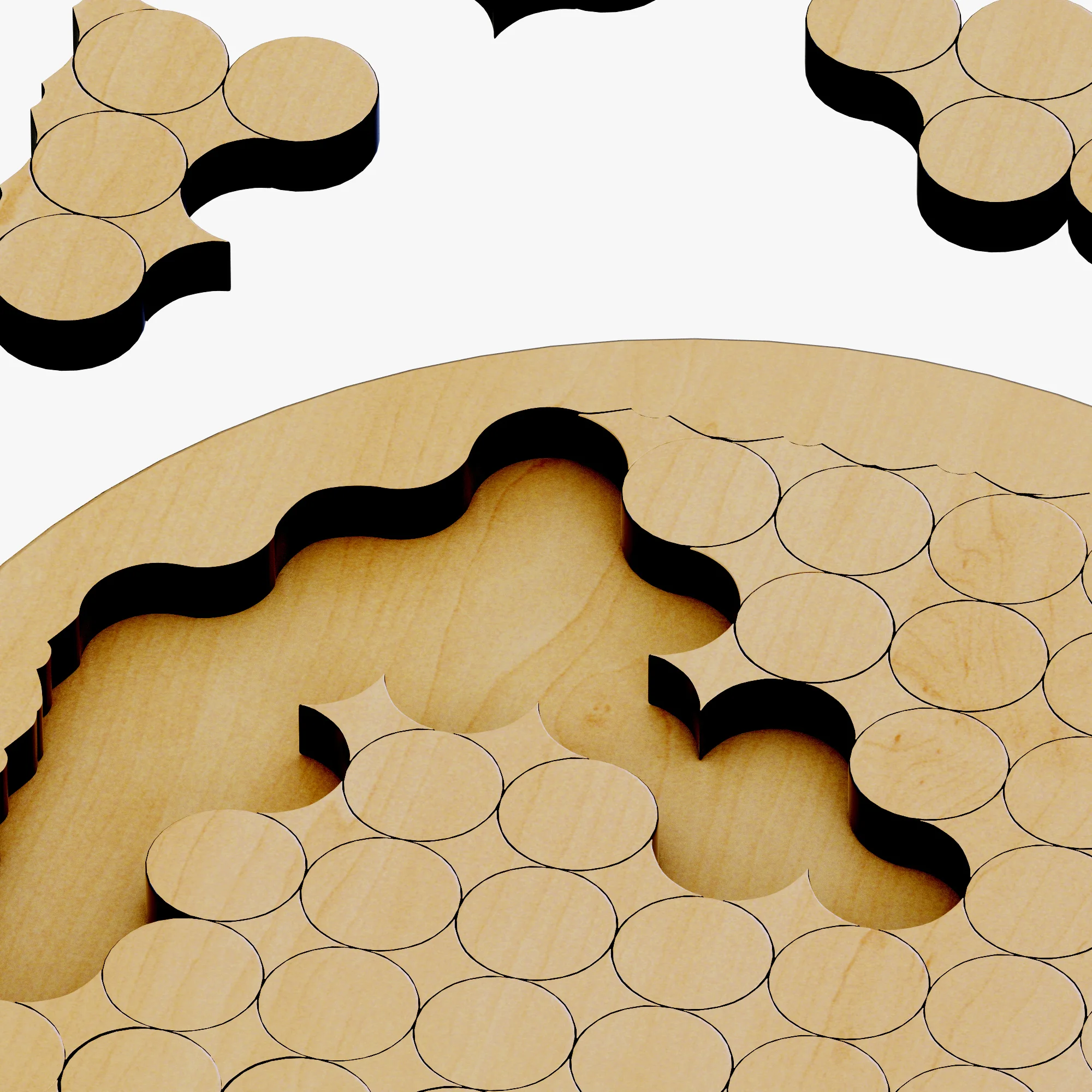 Wooden Circles Geometric Puzzle — 3D model preview 4