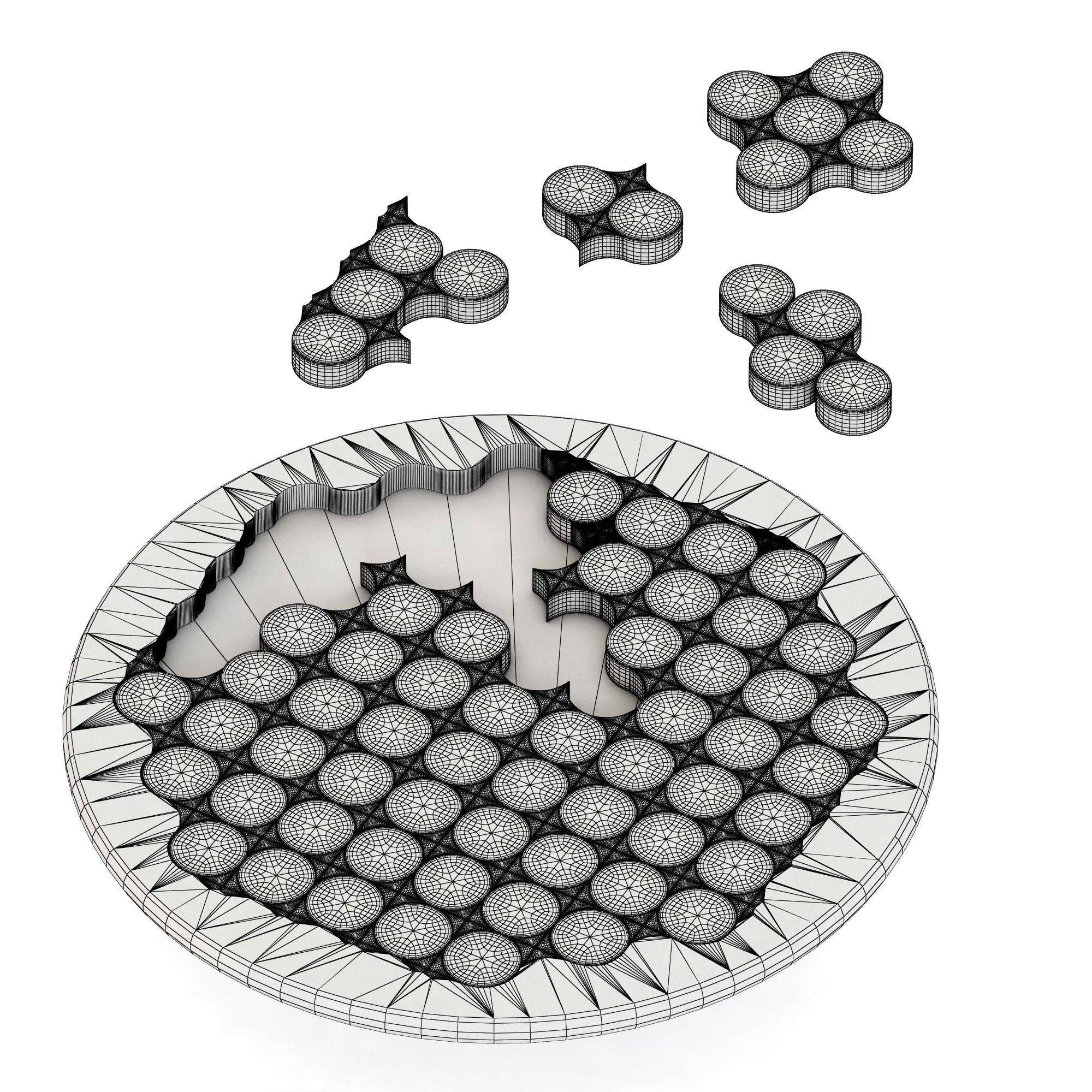 Wooden Circles Geometric Puzzle — 3D model preview 5
