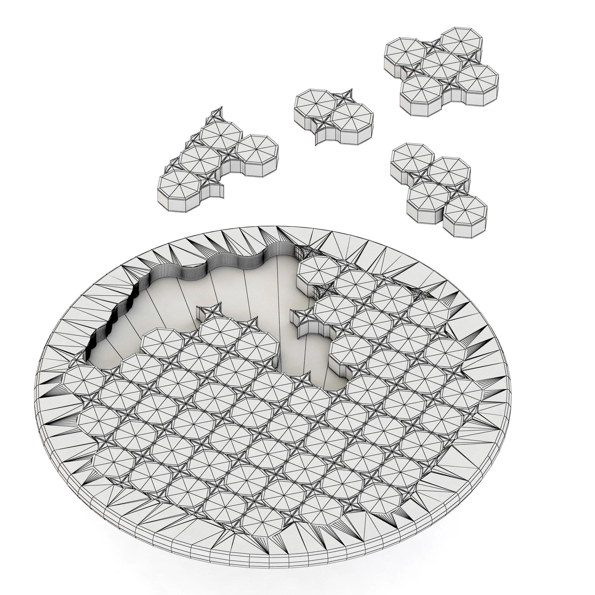 Wooden Circles Geometric Puzzle — 3D model preview 6