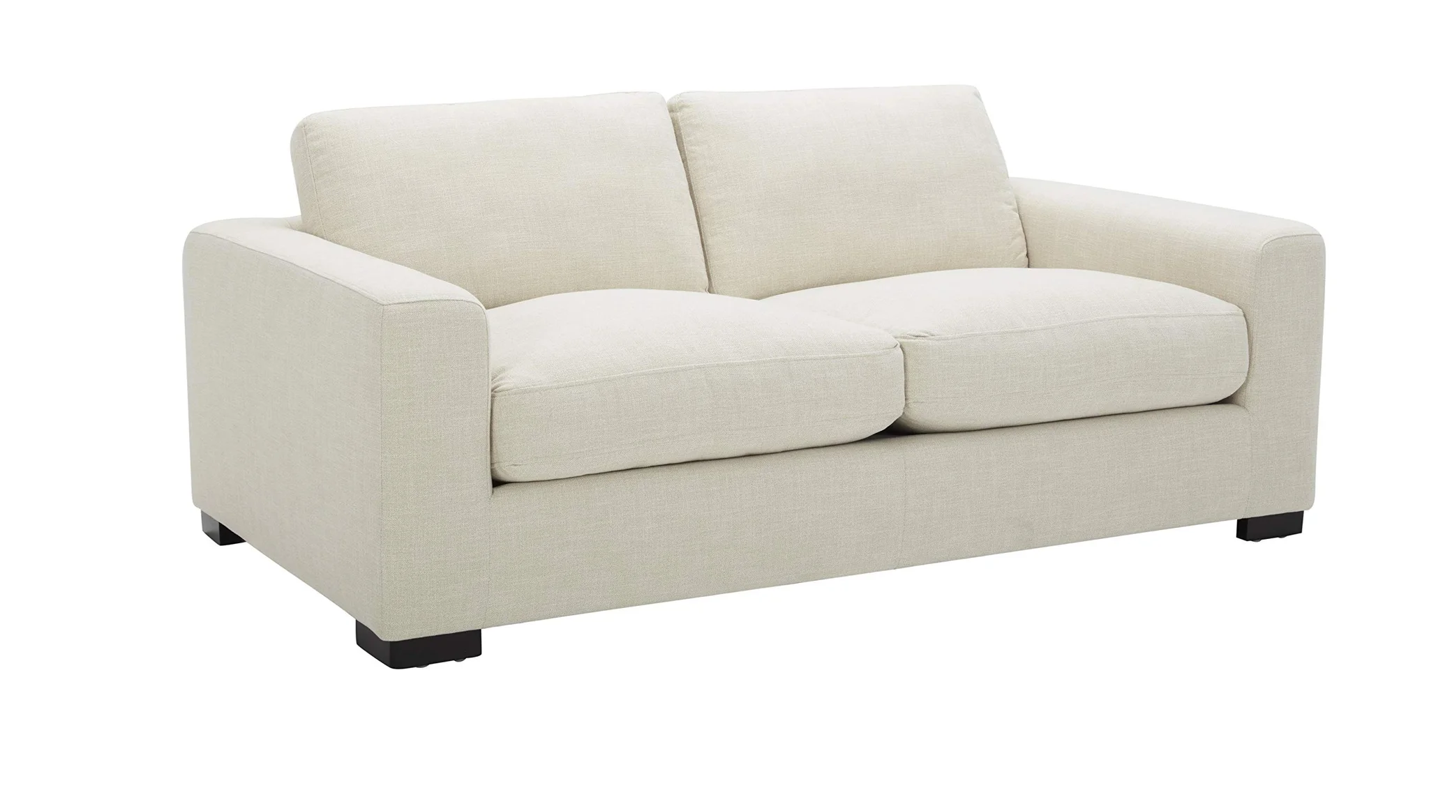 Modern Cream Fabric Loveseat Sofa with Block Legs