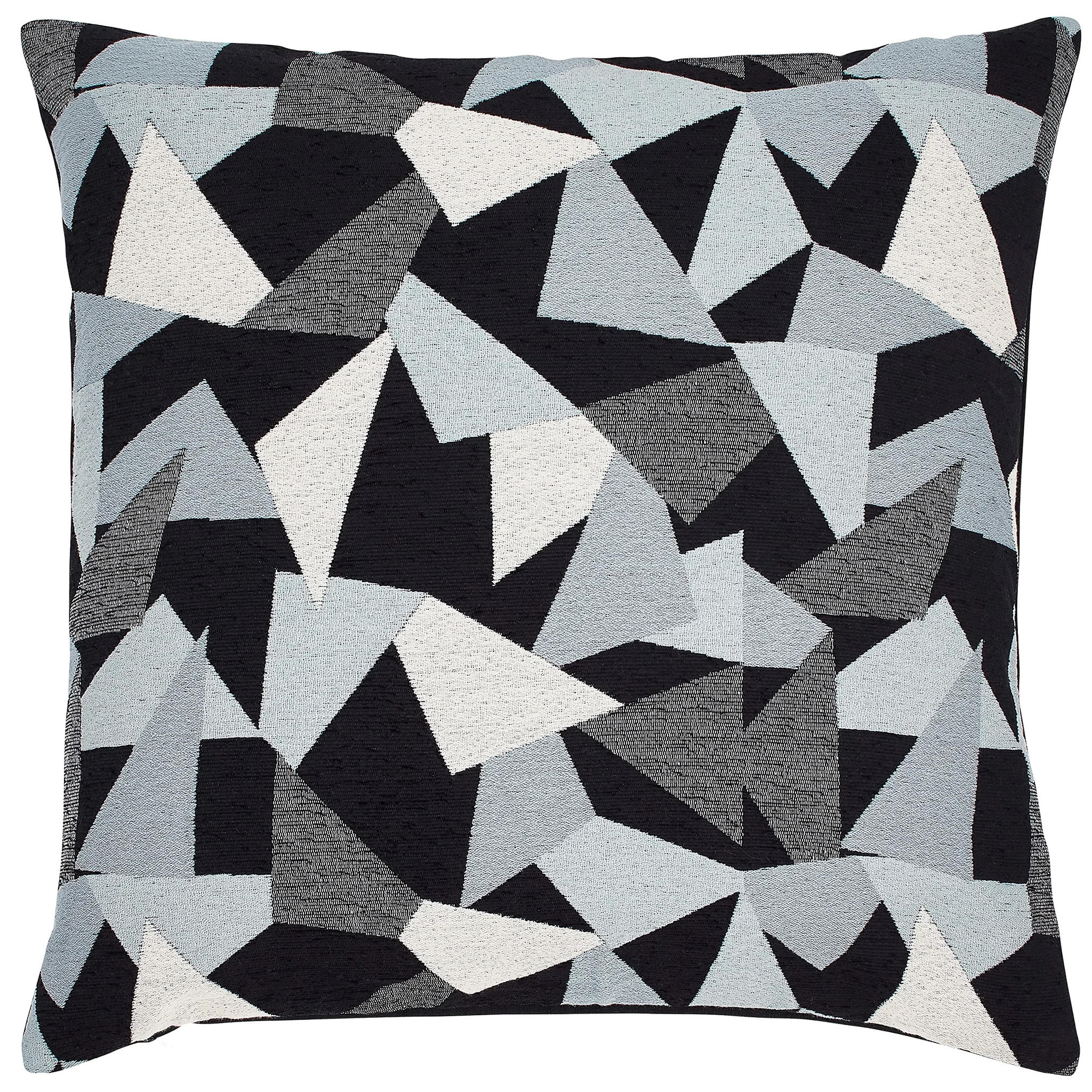 Modern Geometric Mosaic Throw Pillow – Blue Black Ivory