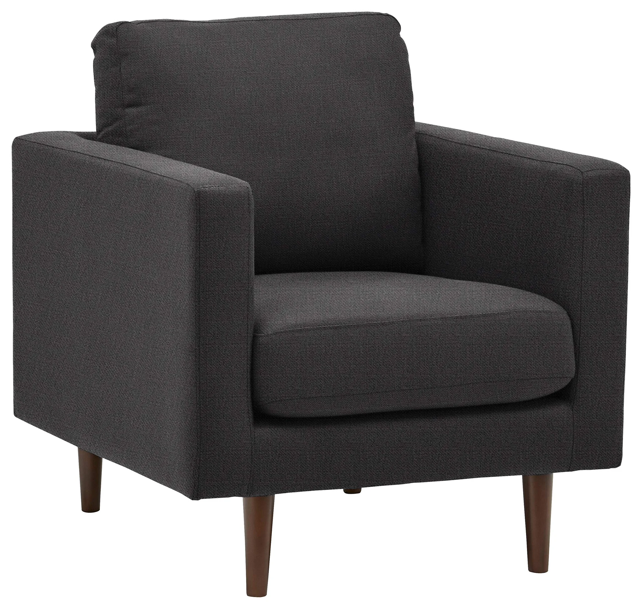 Mid-Century Modern Upholstered Armchair with Tapered Wood Legs – Storm Grey
