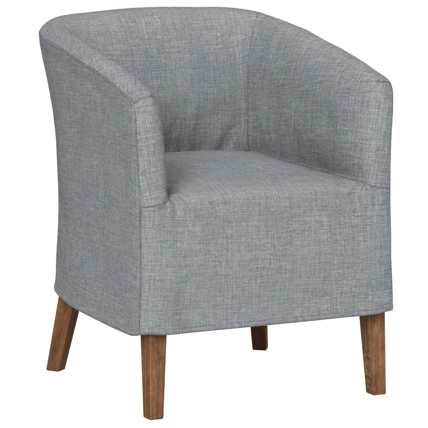 Modern Tub Accent Chair with Linen Slipcover and Wood Legs