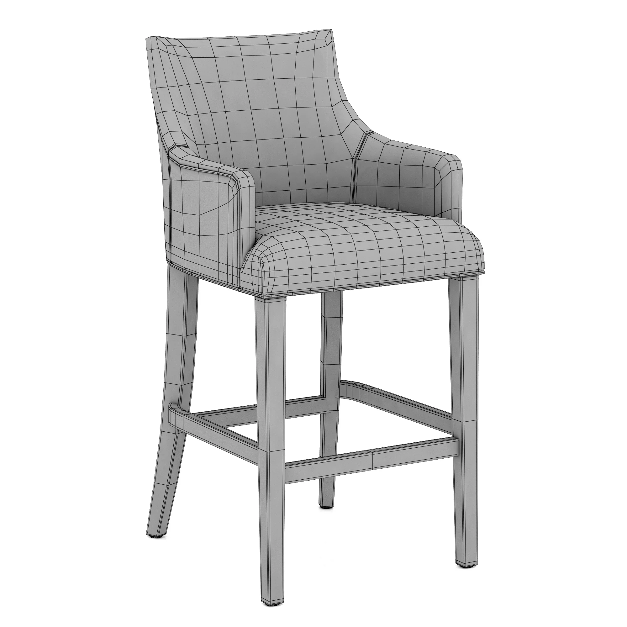 Restoration Hardware Ella Leather Stool — 3D model preview 11