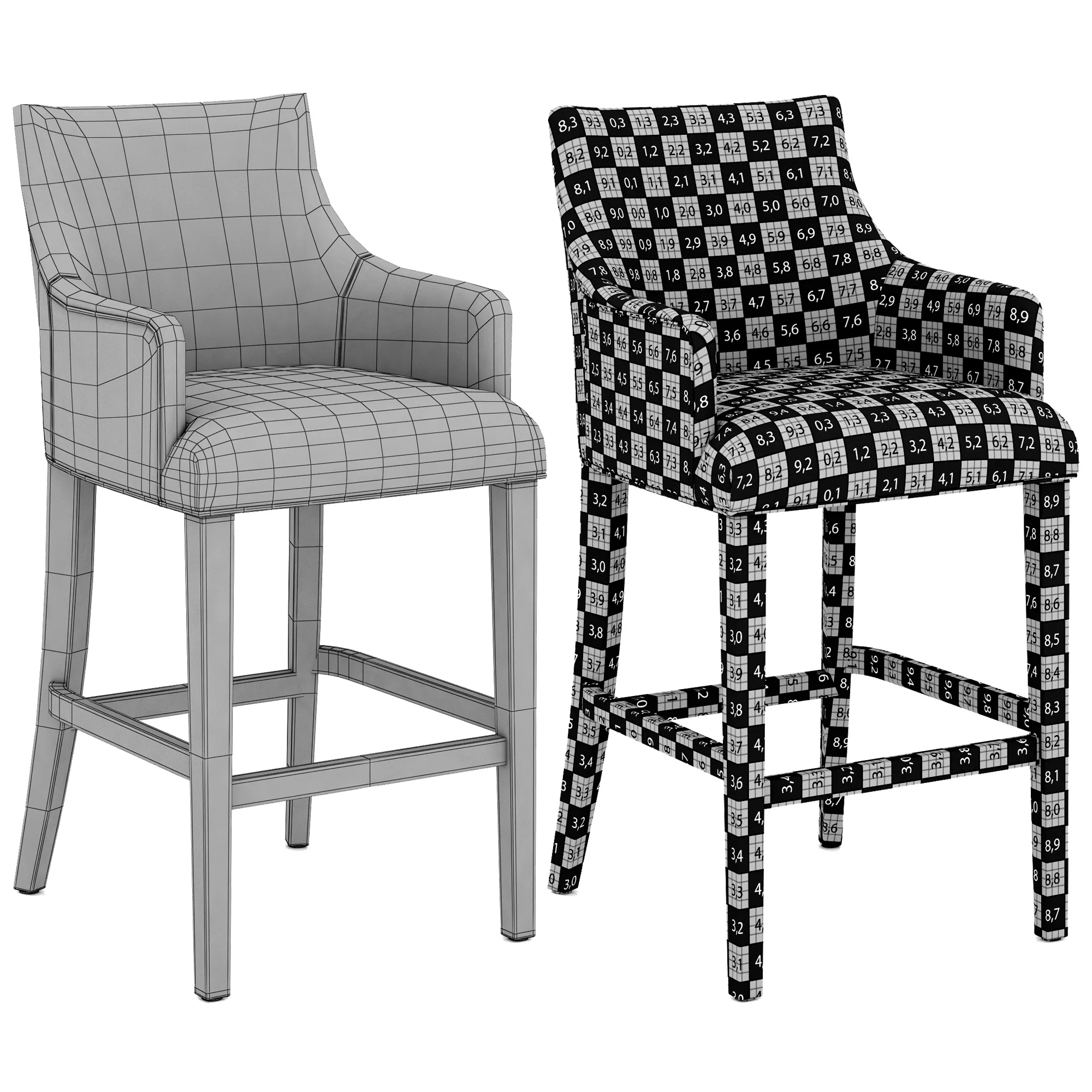 Restoration Hardware Ella Leather Stool — 3D model preview 13