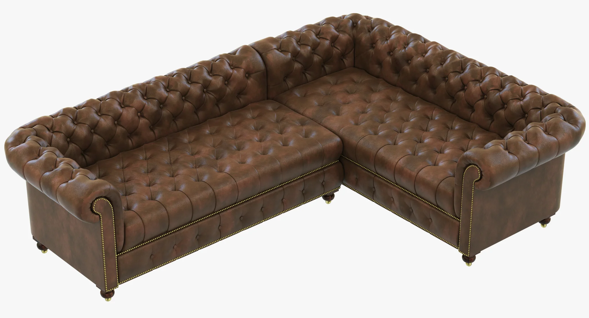 Restoration Hardware Cambridge Leather Customizable Sectional — 3D model preview 4