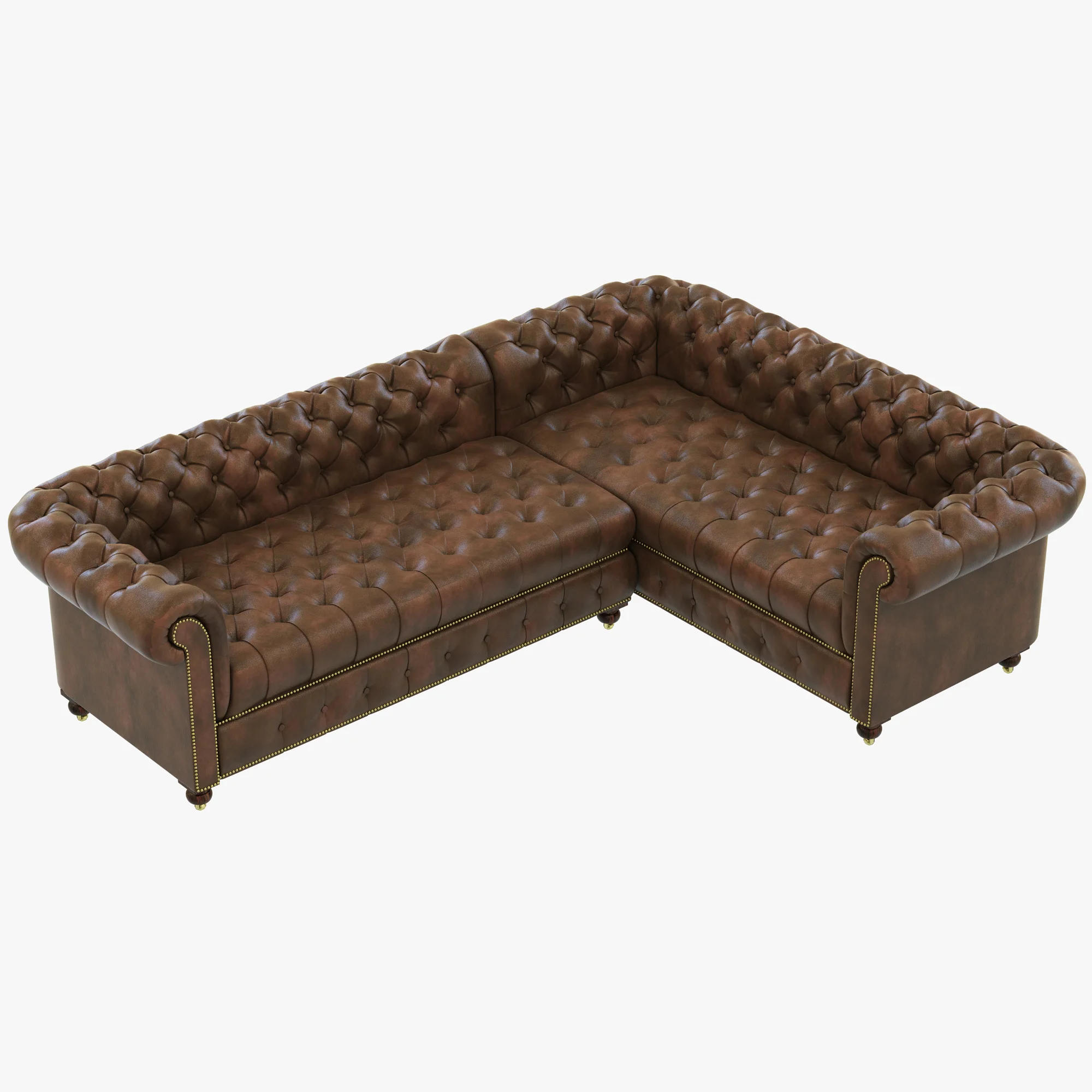 Restoration Hardware Cambridge Leather Customizable Sectional — 3D model preview 5