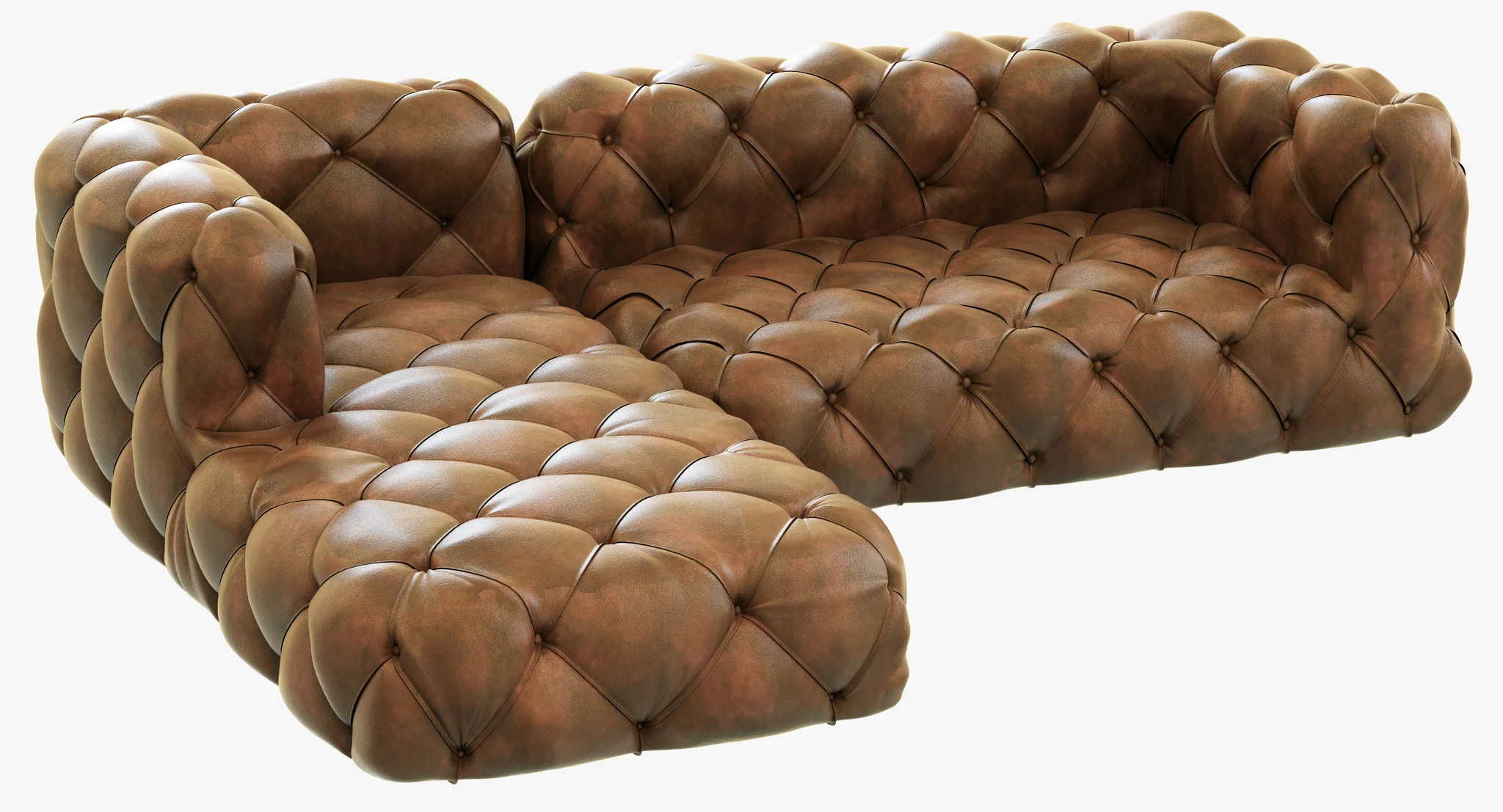 Restoration Hardware Soho Tufted Leather Left Arm Sofa — 3D model preview 1