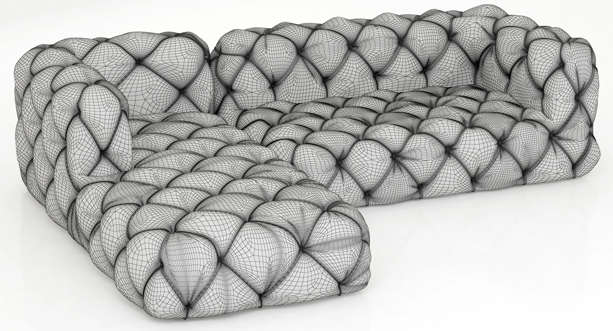Restoration Hardware Soho Tufted Leather Left Arm Sofa — 3D model preview 5
