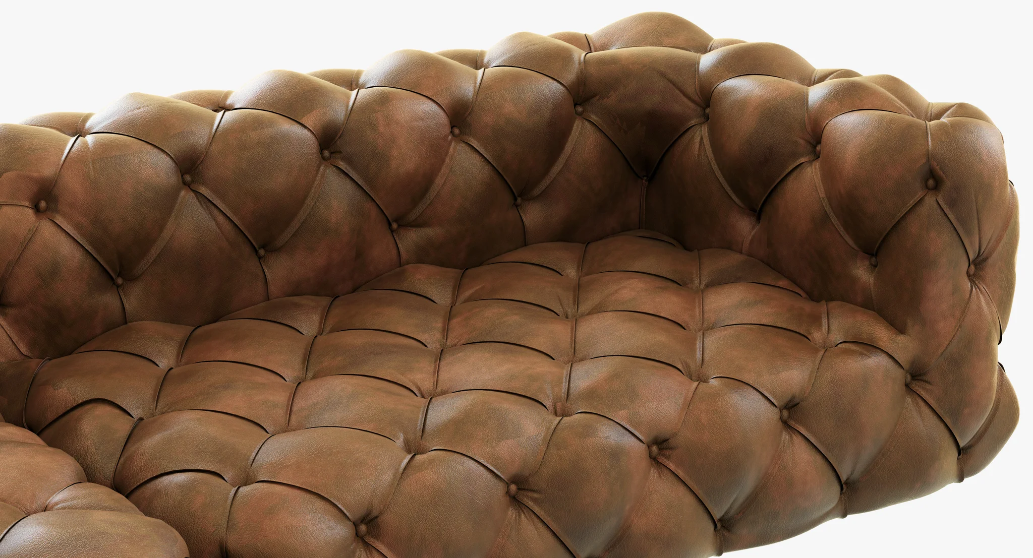 Restoration Hardware Soho Tufted Leather Left Arm Sofa — 3D model preview 8