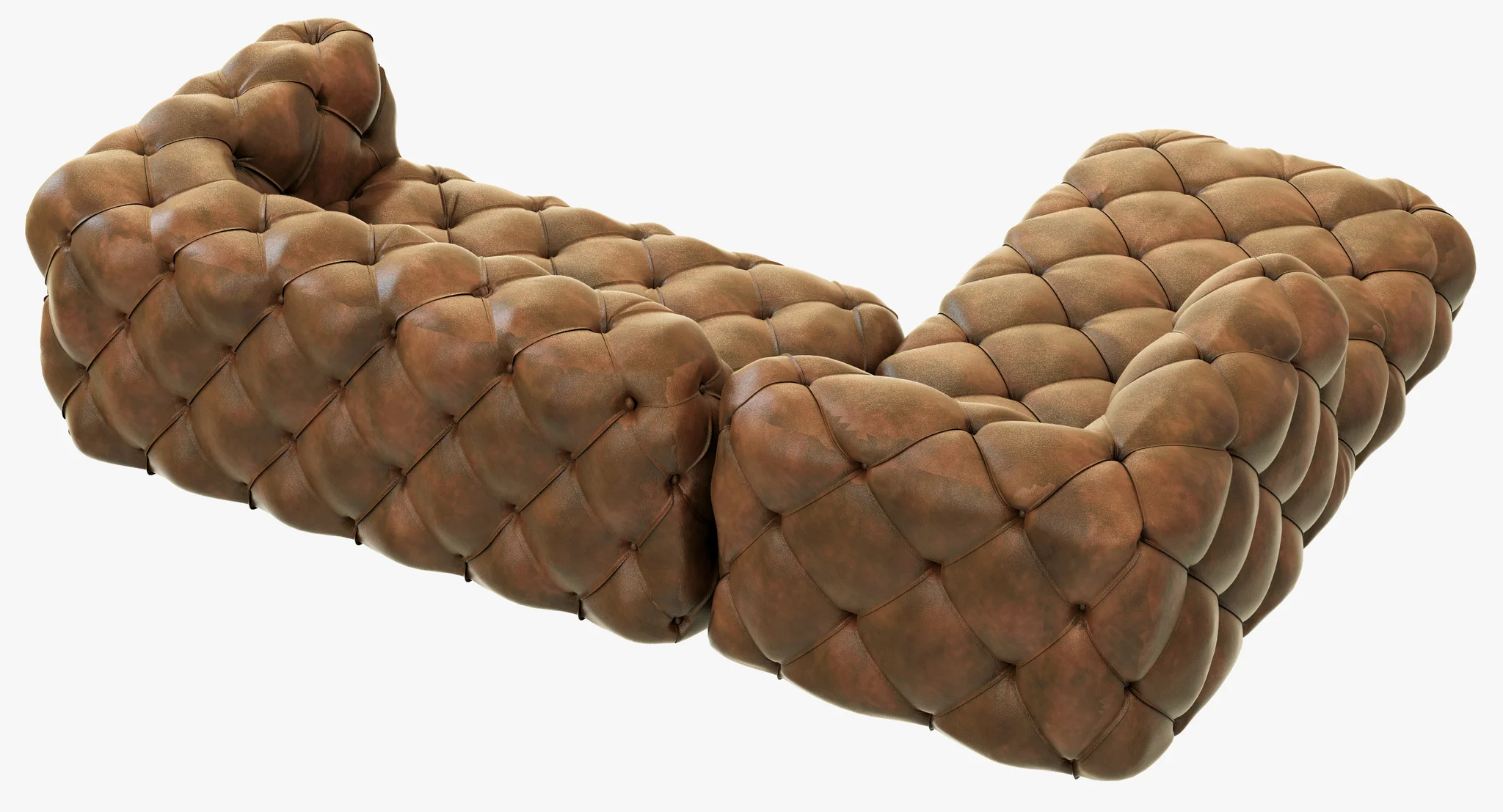 Restoration Hardware Soho Tufted Leather Left Arm Sofa — 3D model preview 9